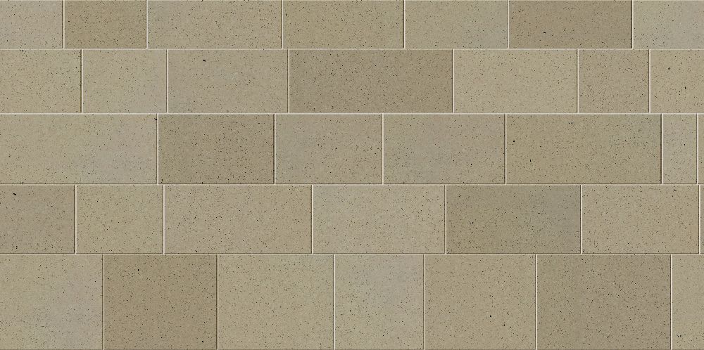 A seamless stone texture with yellow travertine stone blocks arranged in a Ashlar pattern