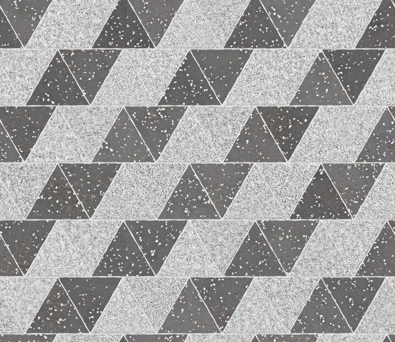 A seamless surfacing texture with crushed stone asphalt units arranged in a Staggered Isosceles pattern