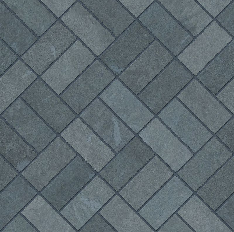 A seamless stone texture with slate blocks arranged in a Triple Herringbone pattern