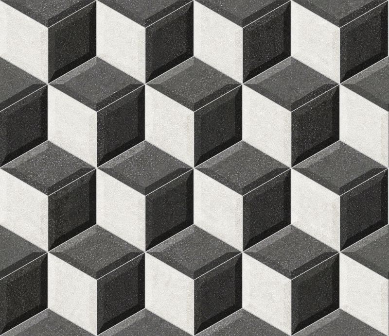 A seamless metal texture with dark matte powder coated metal sheets arranged in a Cubic pattern