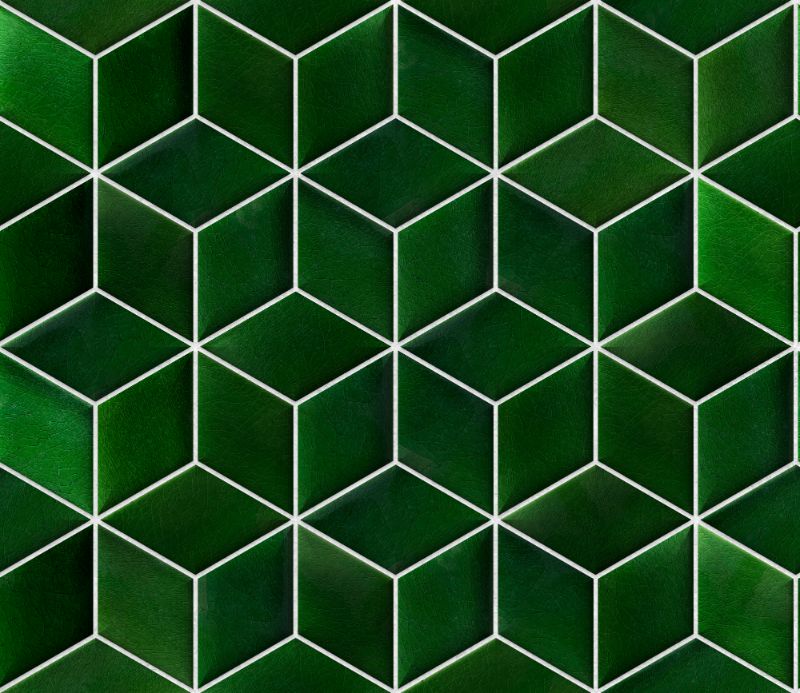 A seamless tile texture with victorian glazed tiles arranged in a Cubic pattern