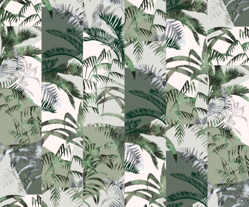 A seamless wallpaper texture with jungle wallpaper in dawn units arranged in a  pattern