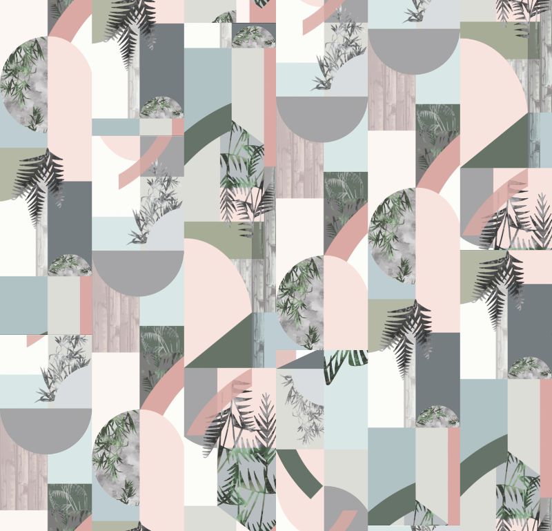 A seamless wallpaper texture with reflections wallpaper in dawn units arranged in a  pattern