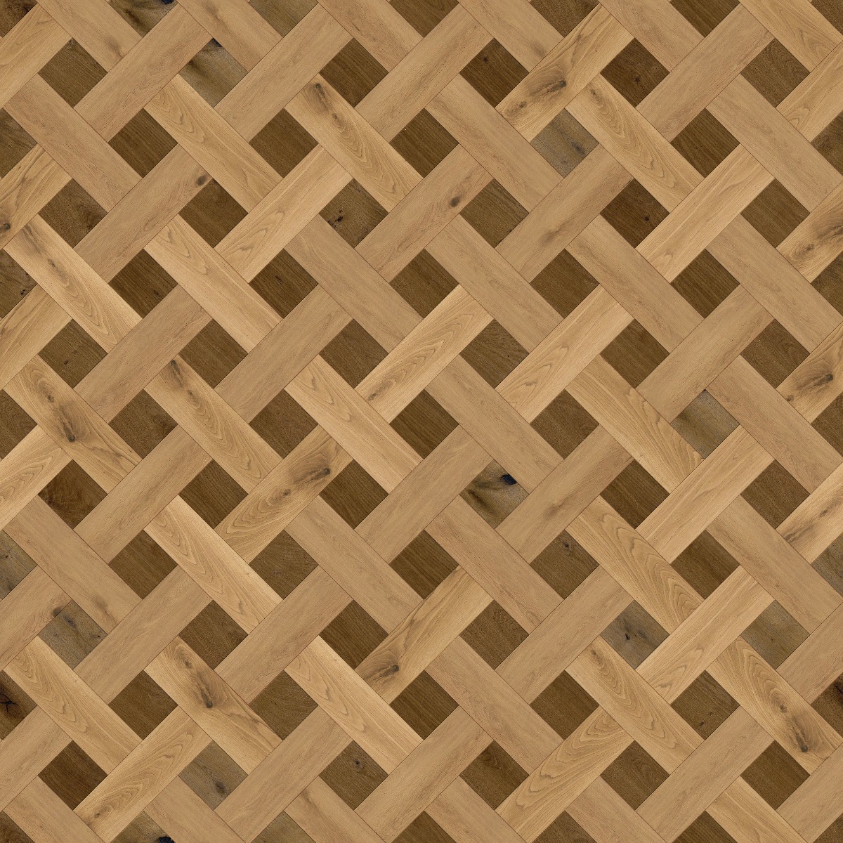 A seamless wood texture with creative 4114 character boards arranged in a Lattice Weave pattern