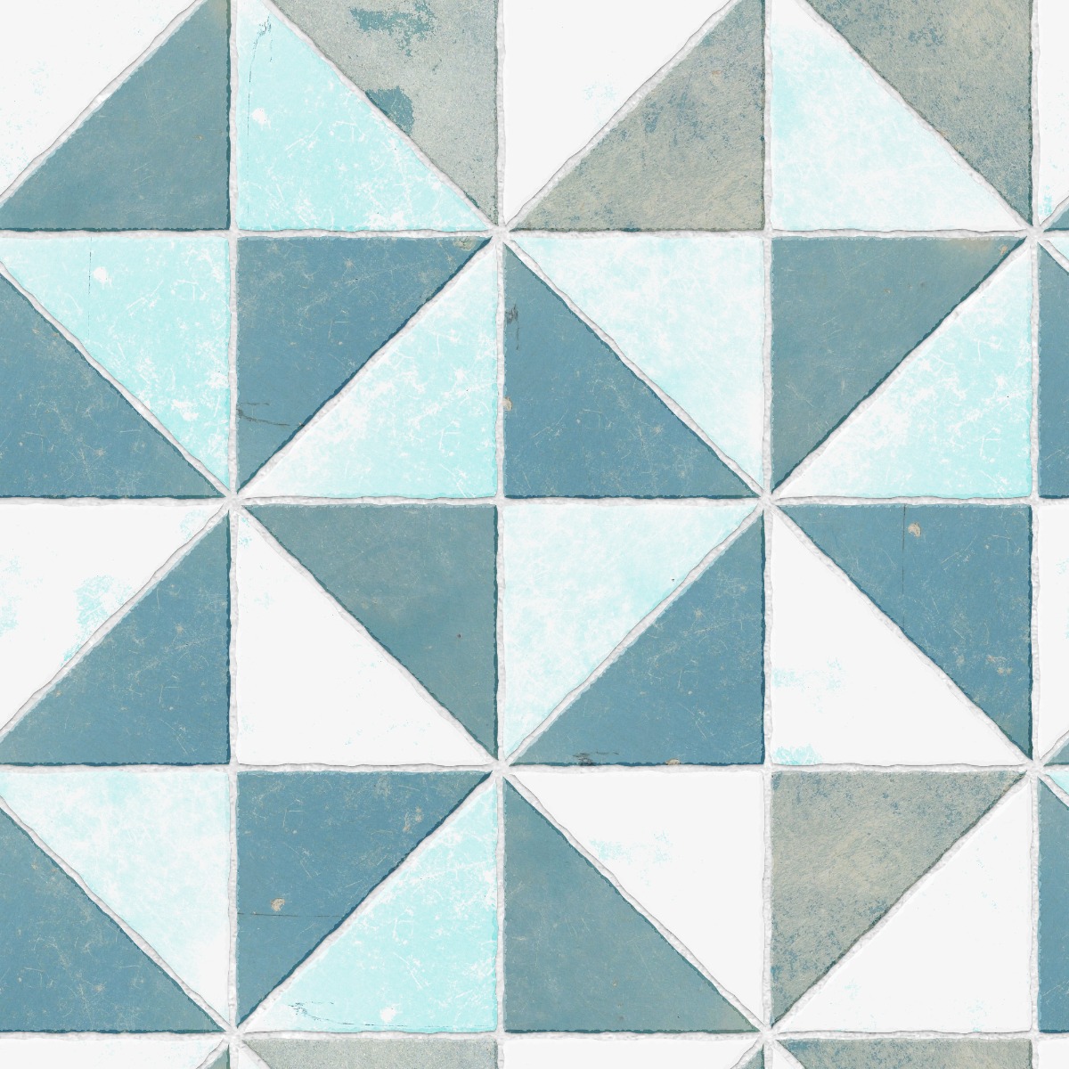 A seamless  texture with blue tile units arranged in a Triangle Diamond pattern