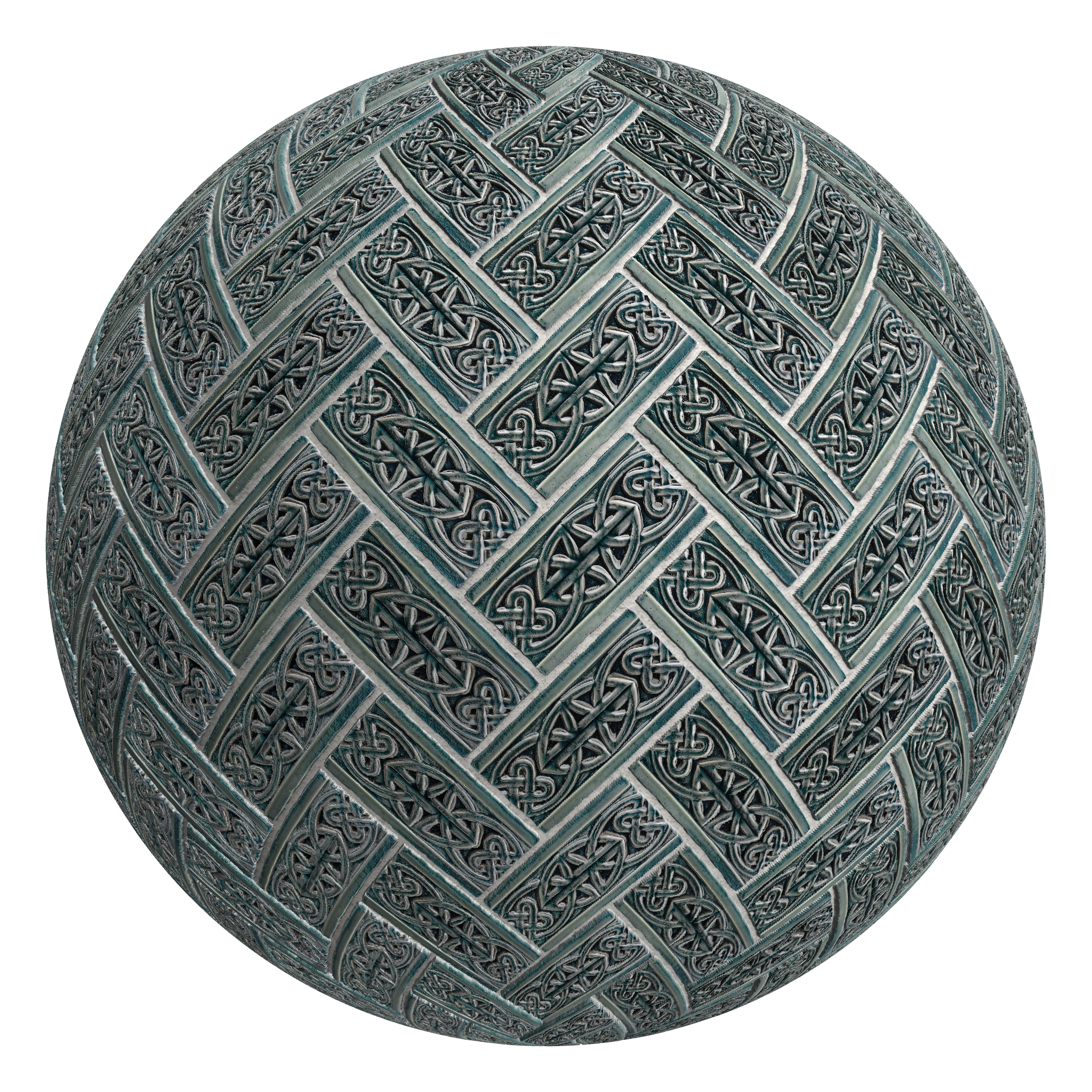 3D sphere preview of Celtic Knot Tile, Herringbone seamless texture