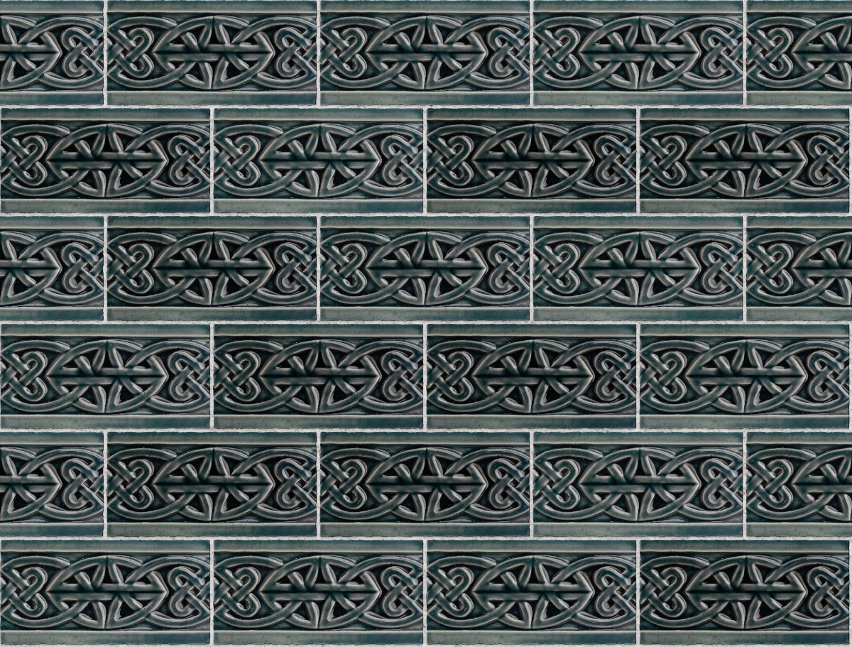 A seamless tile texture with celtic knot tile tiles arranged in a Stretcher pattern