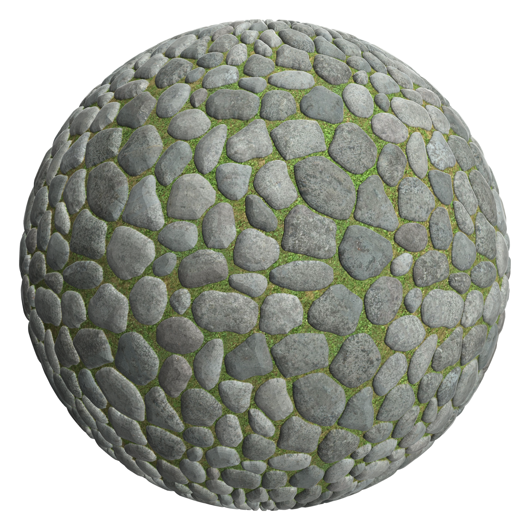 3D sphere preview of Flagstone, Rounded Rubble seamless texture