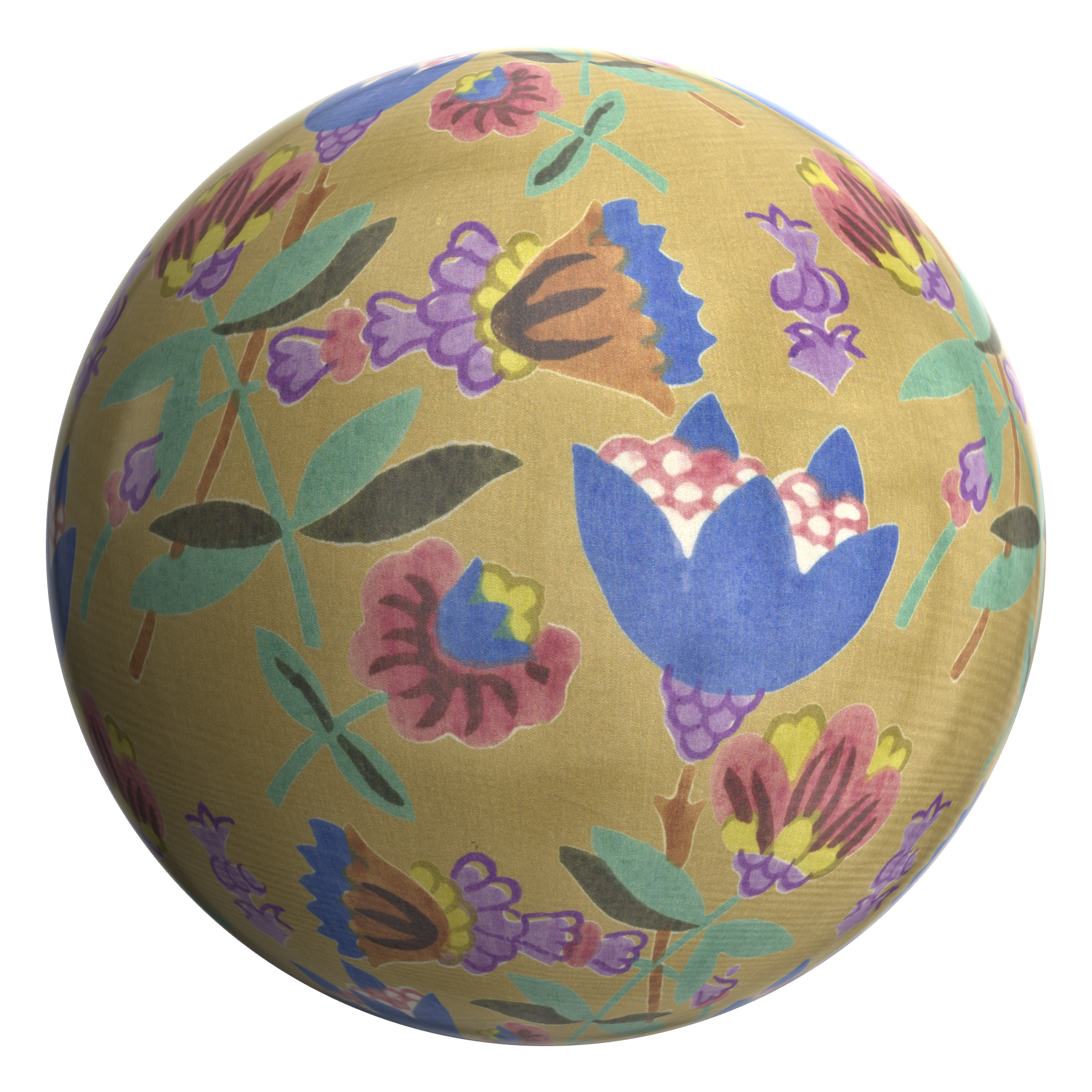 3D sphere preview of Floral Spray Silk Fabric seamless texture