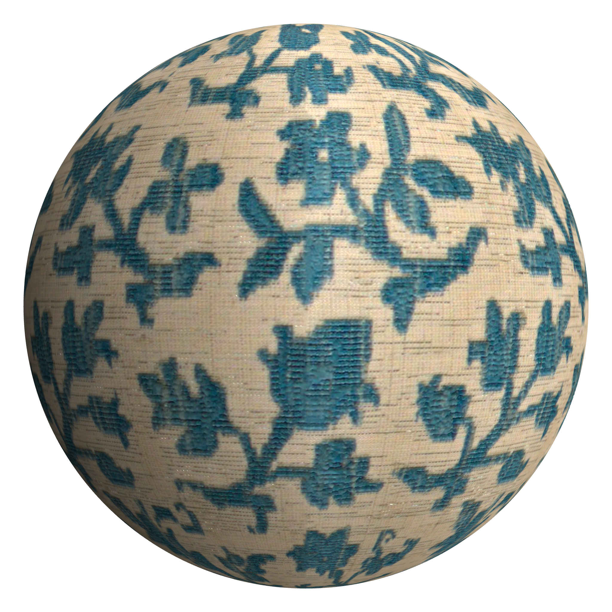 3D sphere preview of Flower and Sprig Silk Velvet seamless texture