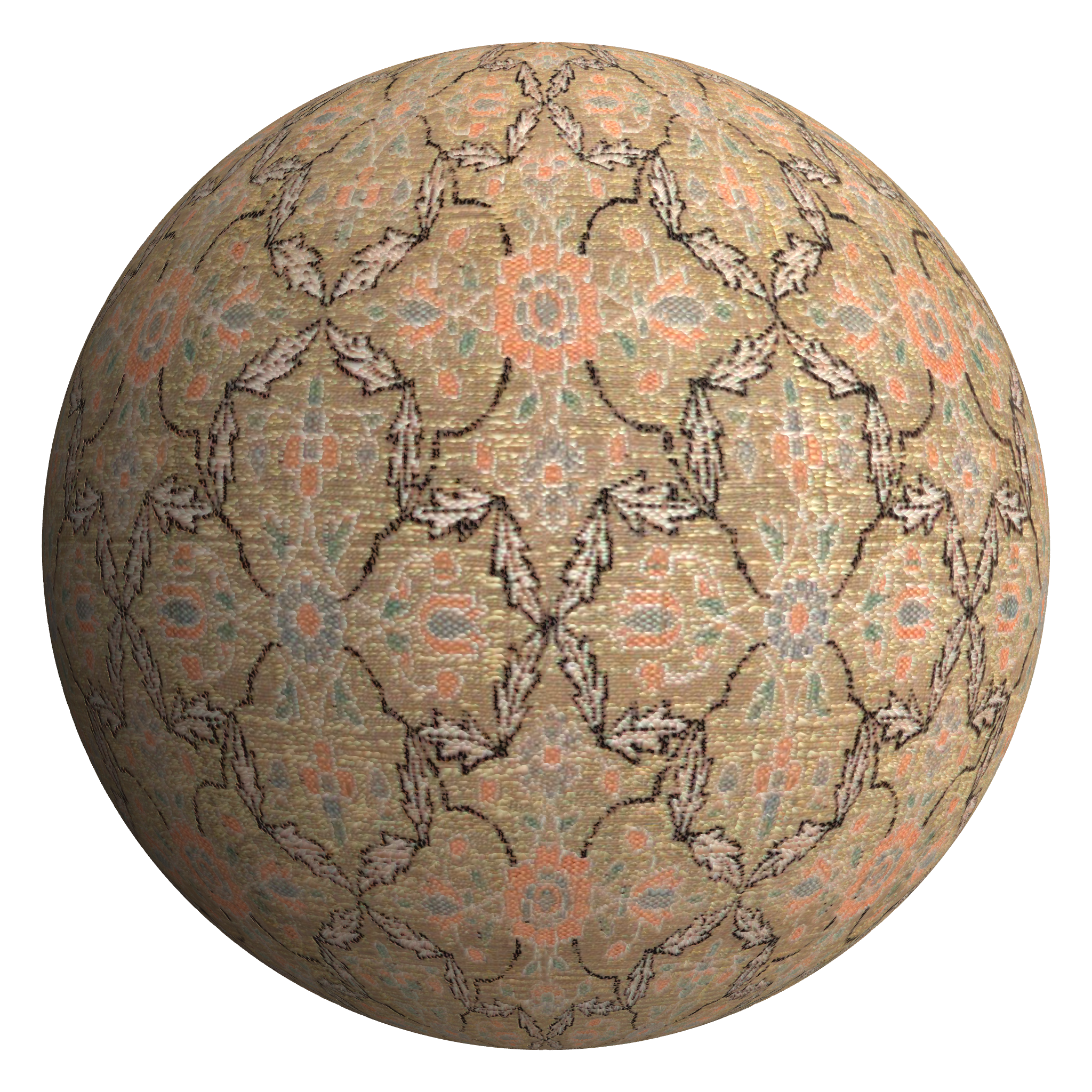 3D sphere preview of Iranian Silk Fabric  seamless texture