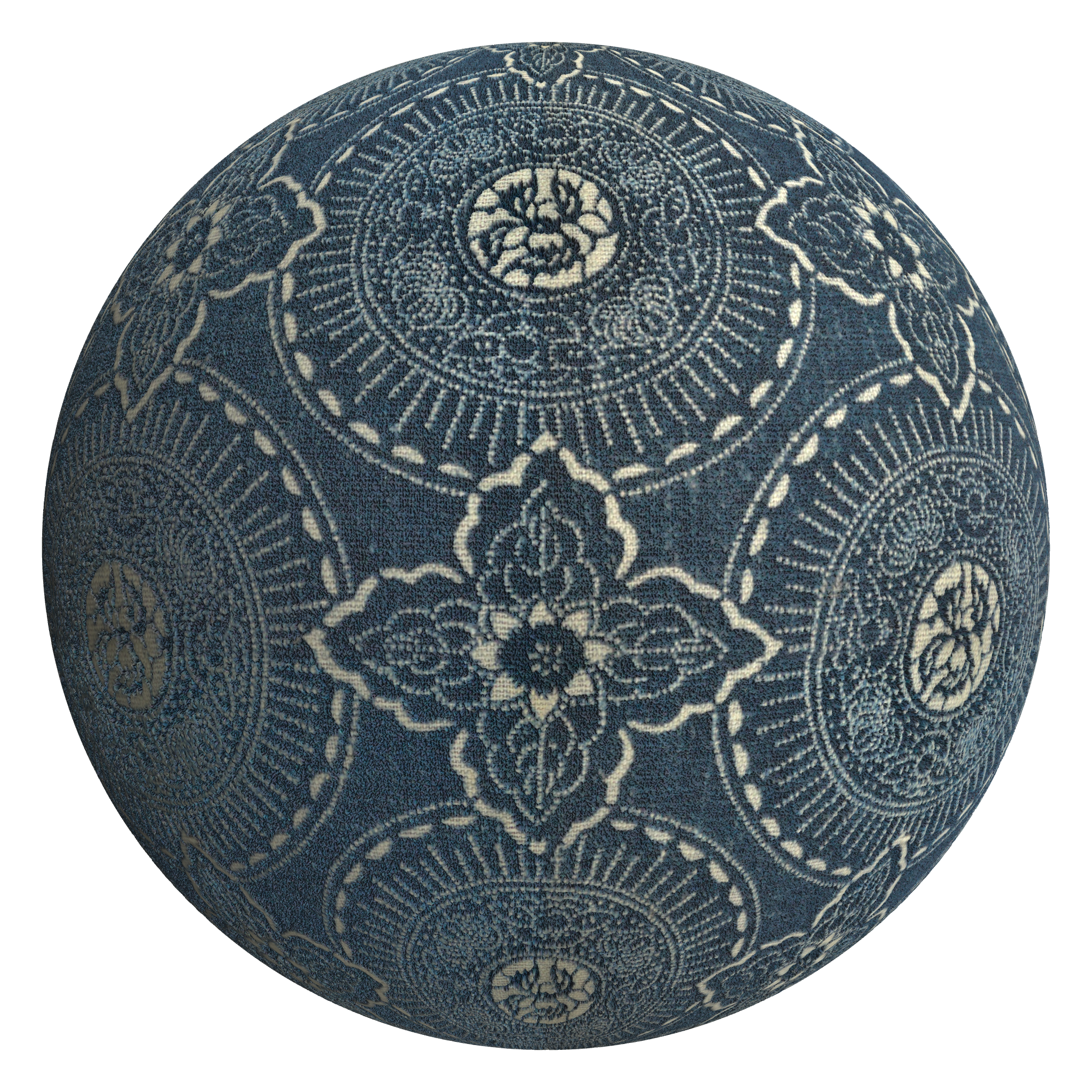 3D sphere preview of Katazome Floral Fabric seamless texture