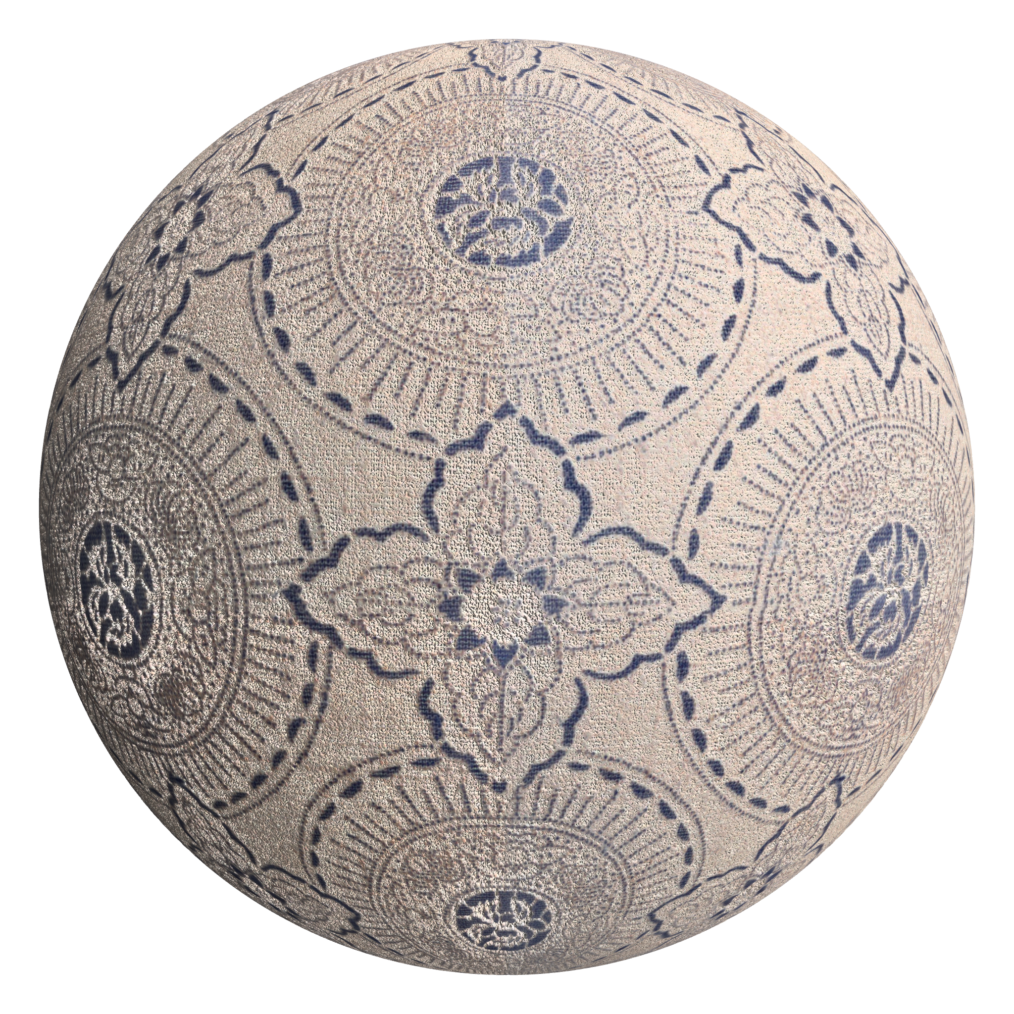 3D sphere preview of Katazome Floral Fabric seamless texture