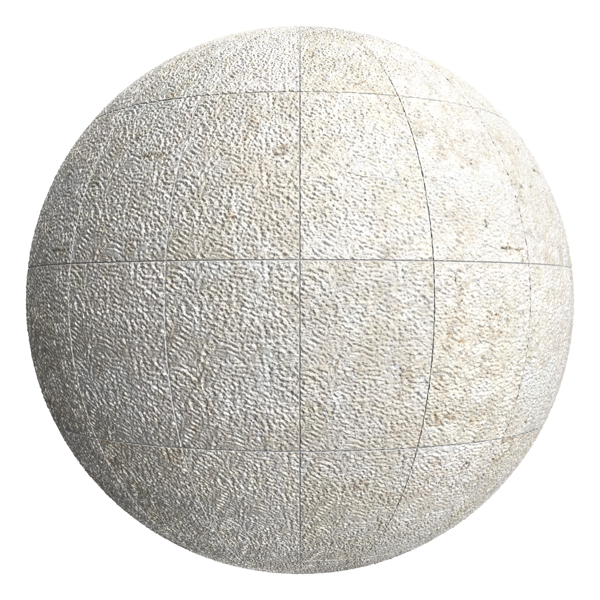 3D sphere preview of Bush Hammered Limestone, Stack seamless texture