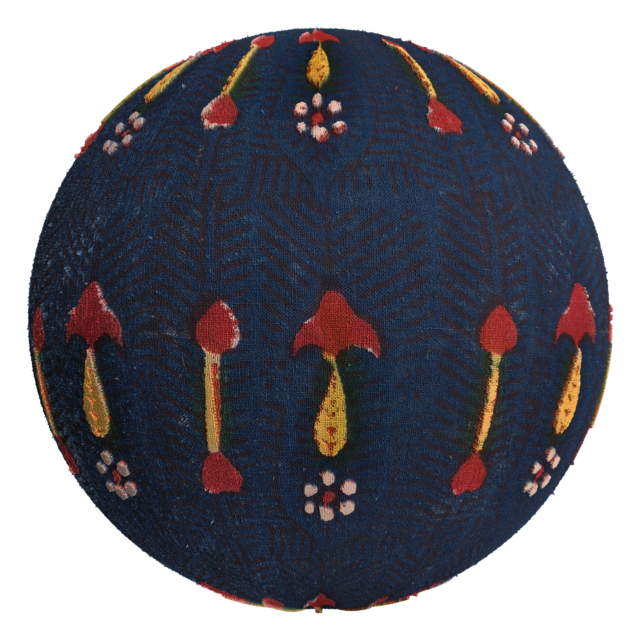3D sphere preview of Mushroom and Arrow Fabric seamless texture