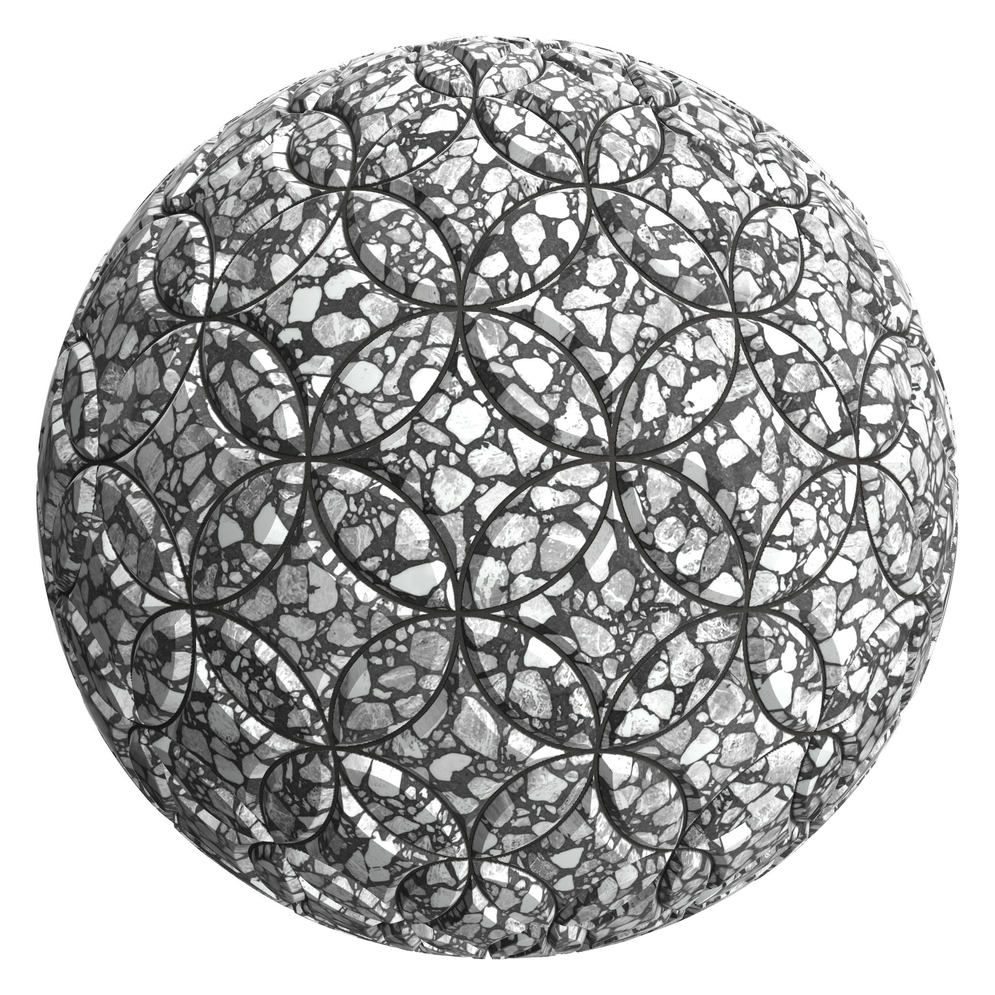 3D sphere preview of Nolli Terrazzo, Intersecting Circle seamless texture