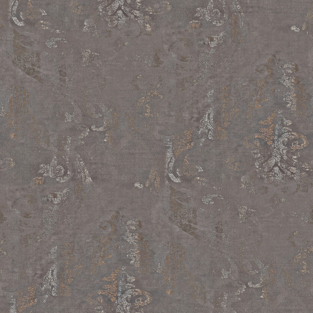 A seamless fabric texture with ornamental grey velvet units arranged in a None pattern