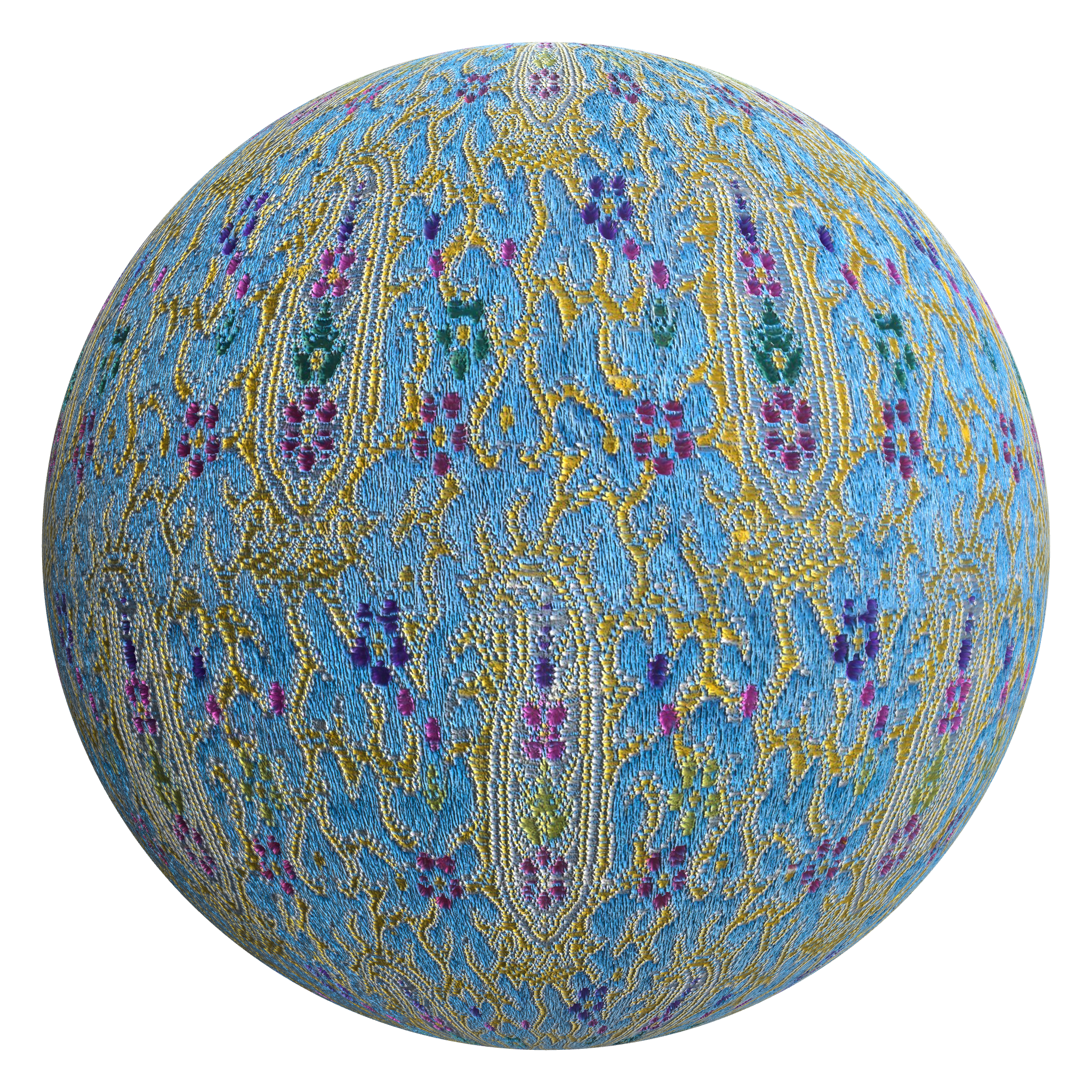 3D sphere preview of Paisley Woven Silk seamless texture