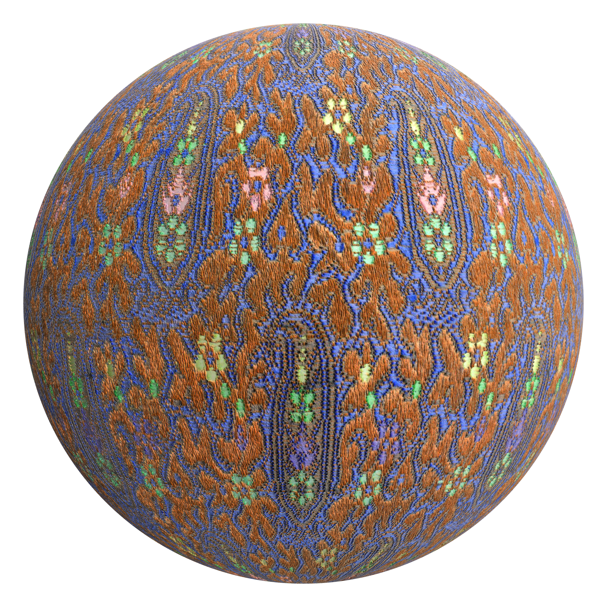 3D sphere preview of Paisley Woven Silk seamless texture