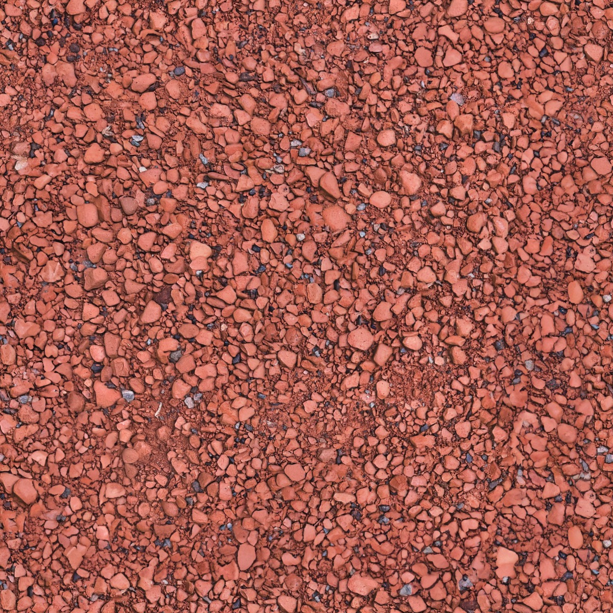 A seamless surfacing texture with red gravel units arranged in a None pattern