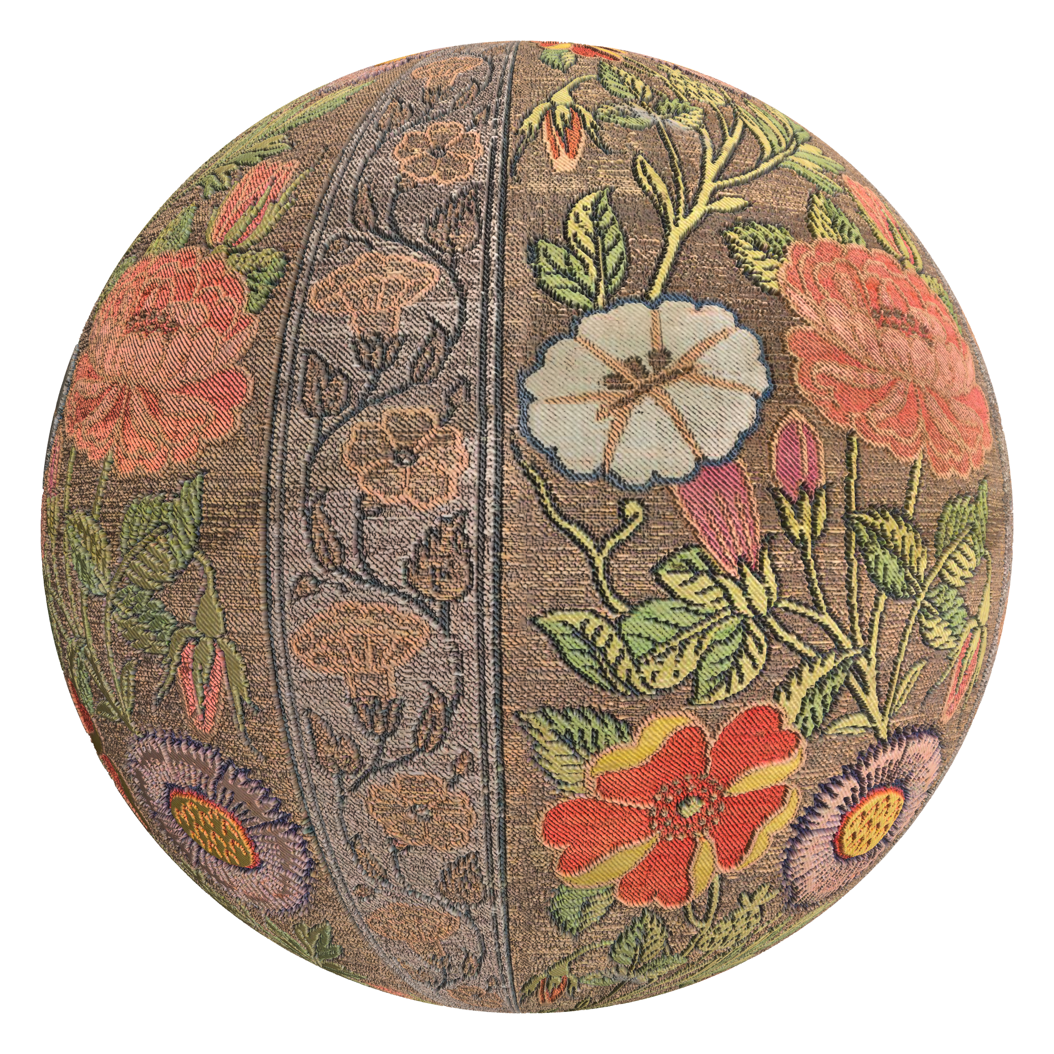 3D sphere preview of Safavid Period Silk Fabric seamless texture