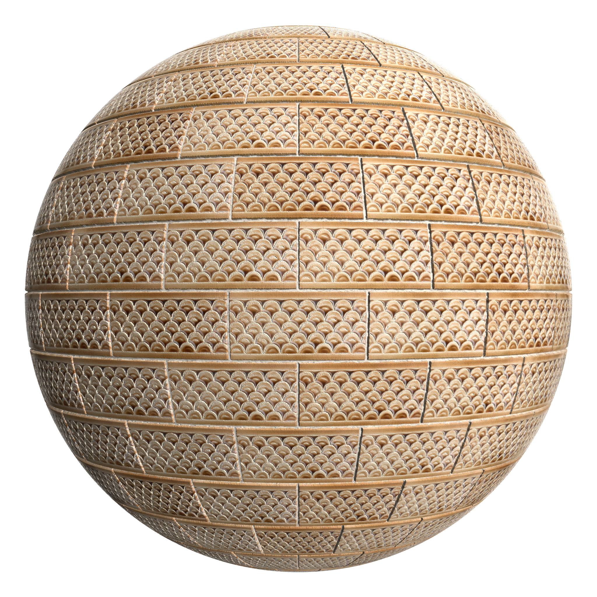 3D sphere preview of Scallop Tile, Stretcher seamless texture