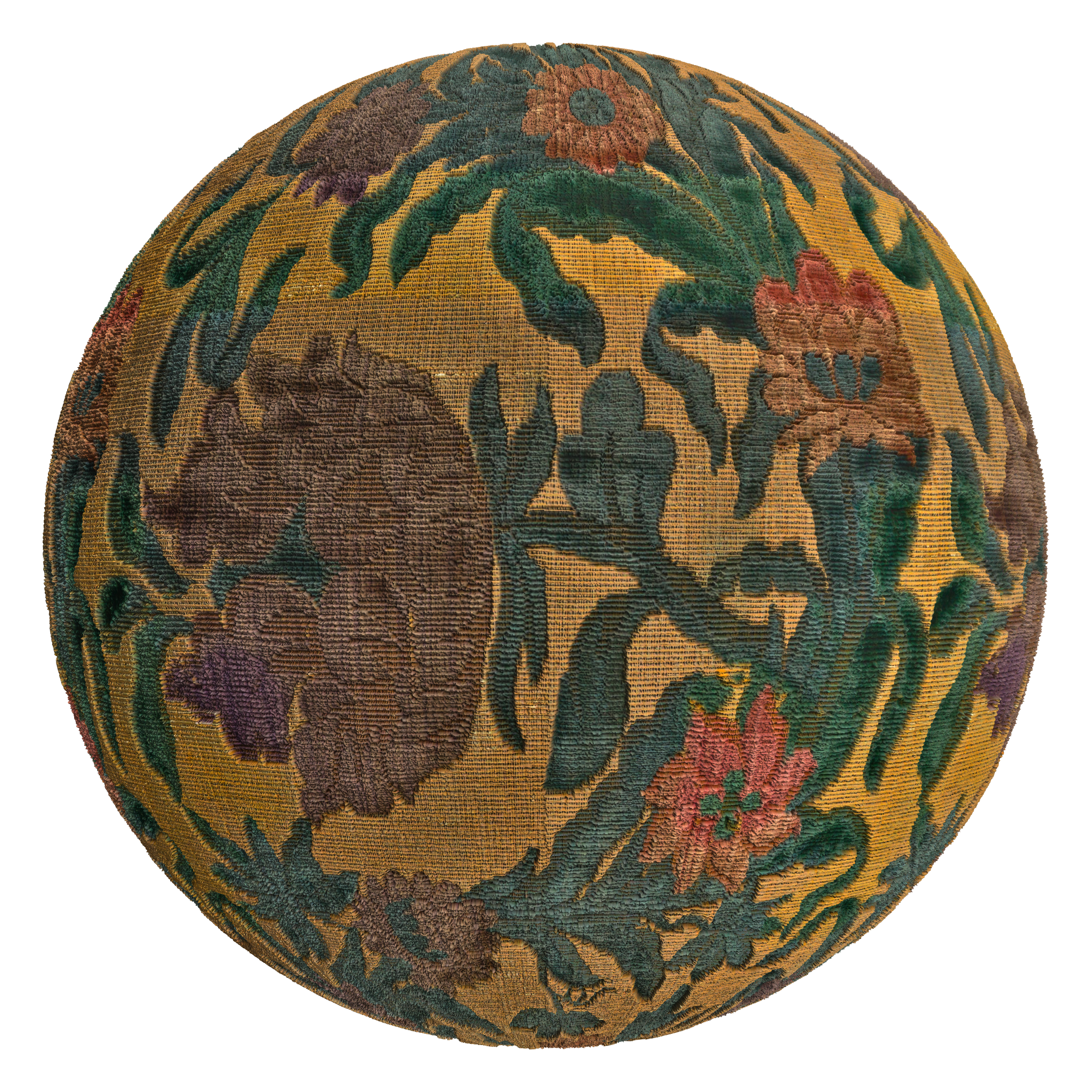 3D sphere preview of Serpentine Floral Textile seamless texture