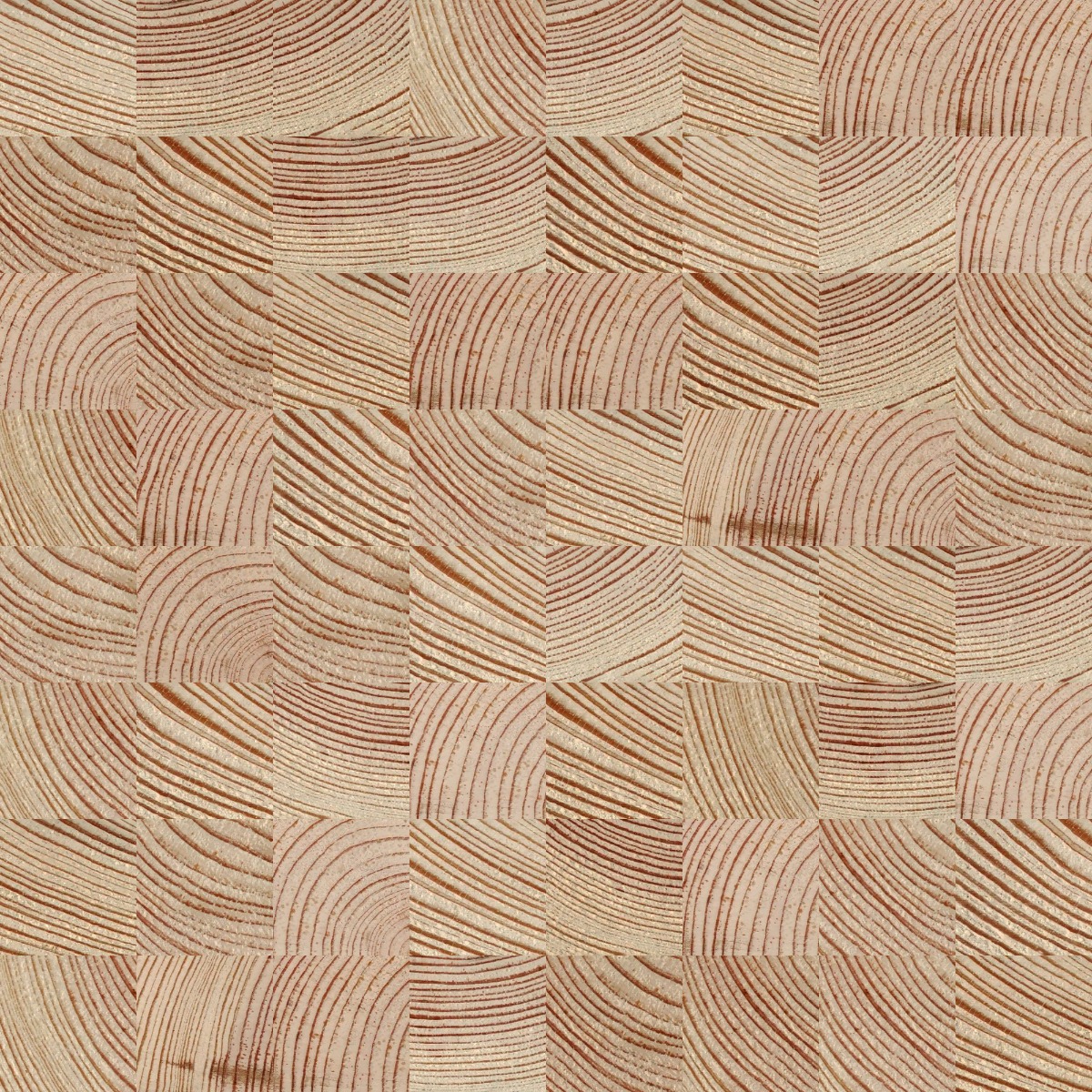 A seamless wood texture with timber end grain boards arranged in a Stack pattern