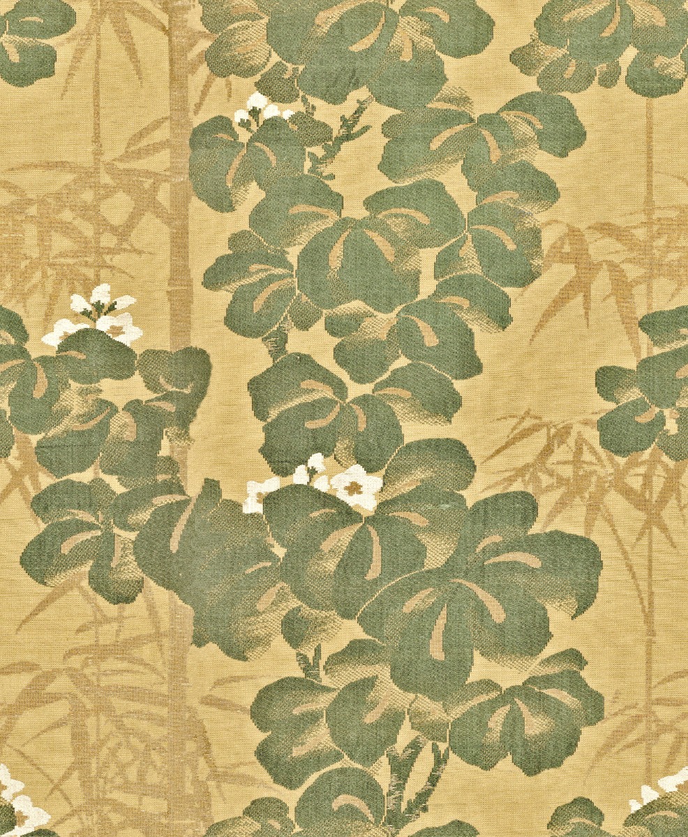 A seamless fabric texture with bamboo and oxalis sil fabric units arranged in a None pattern