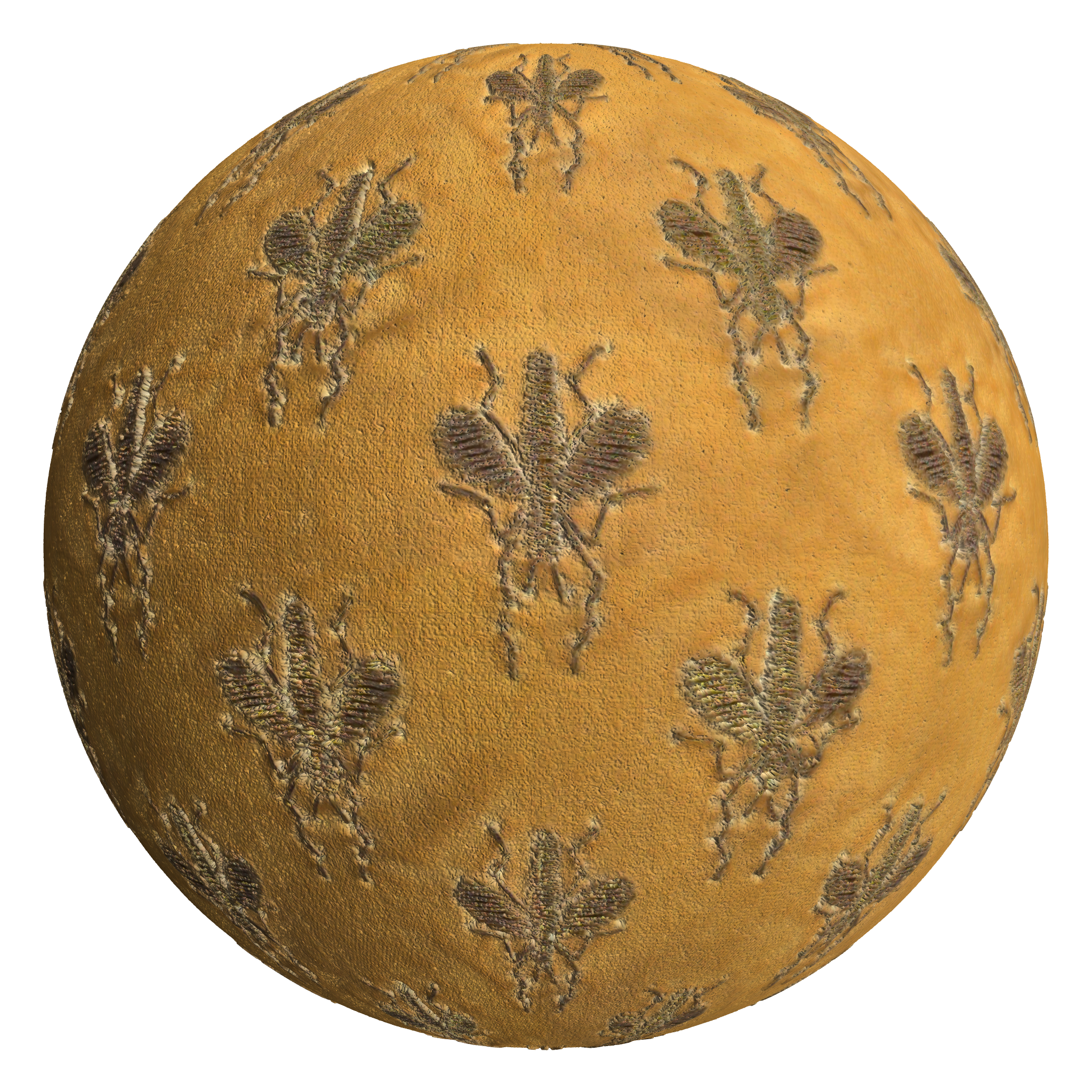 3D sphere preview of Bee Motif Silk Velvet seamless texture