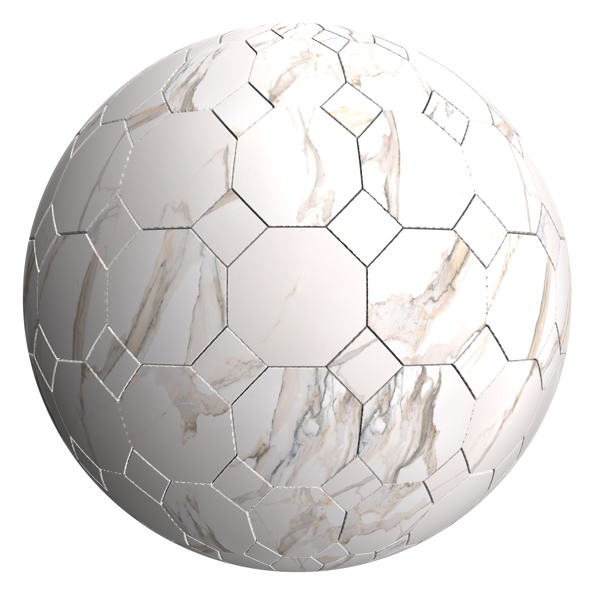 3D sphere preview of Calacatta Gold, Octagon Square seamless texture