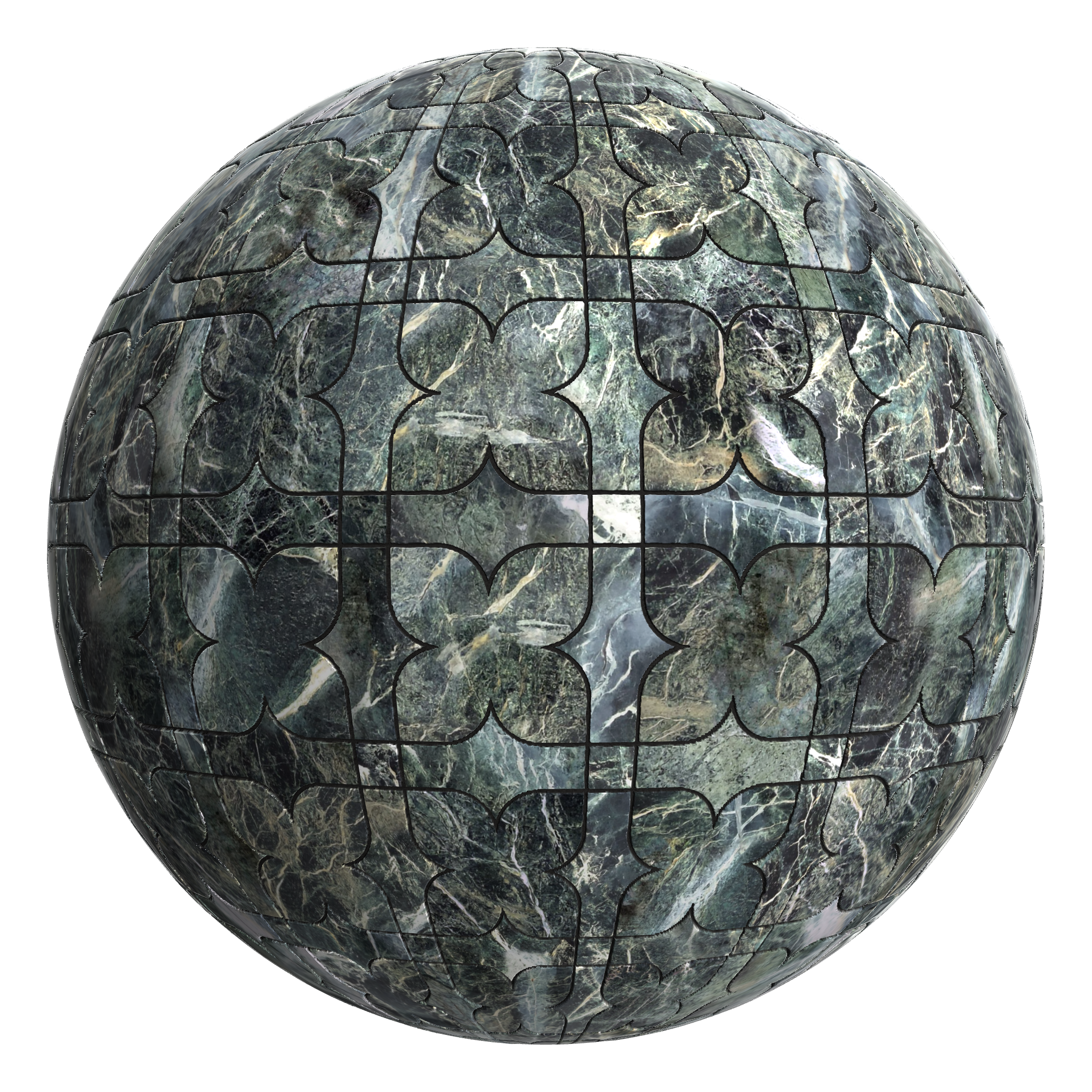 3D sphere preview of Green Marble, Four Leaf seamless texture