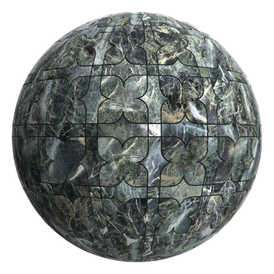 3D sphere preview of Green Marble, Four Leaf seamless texture