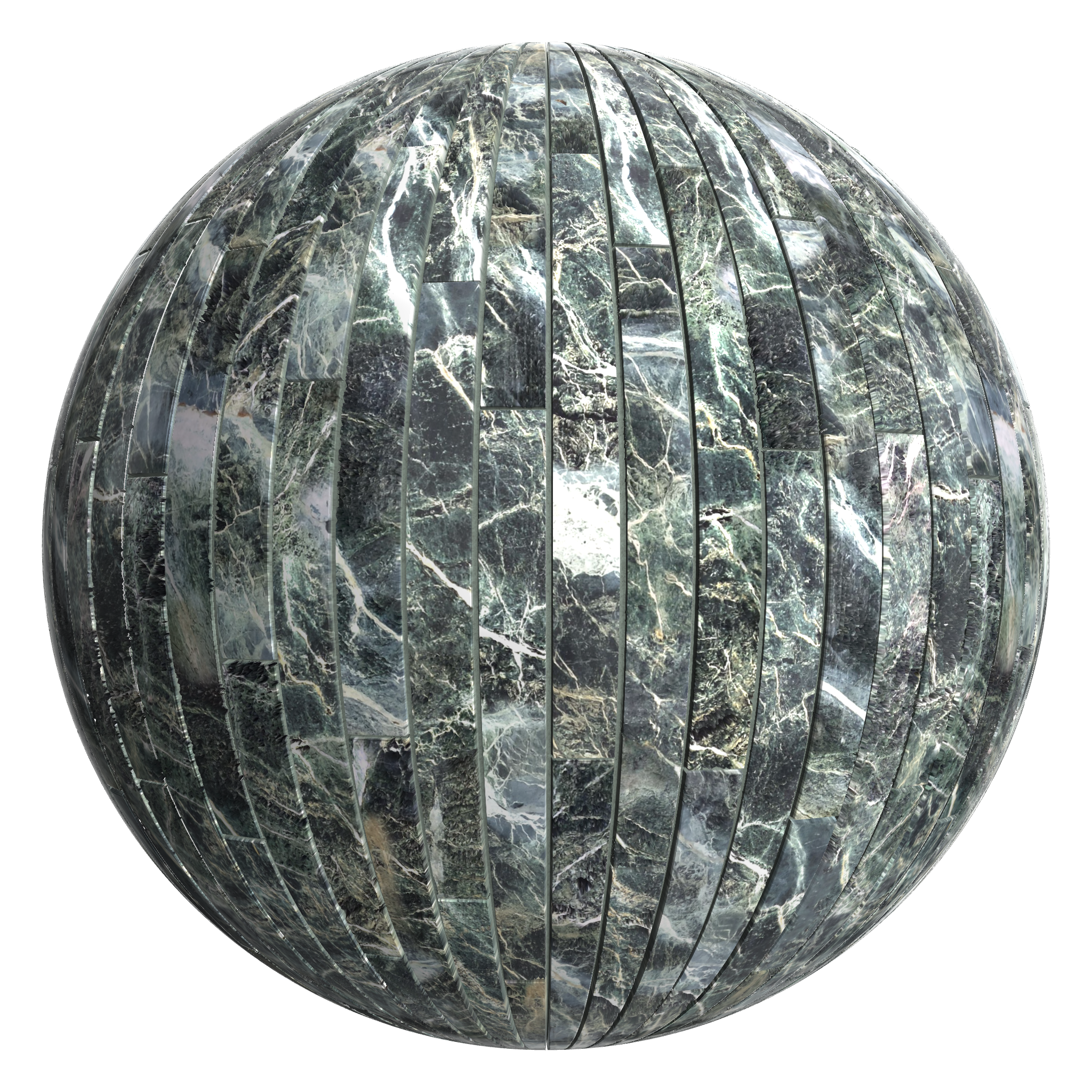 3D sphere preview of Green Marble, Staggered seamless texture