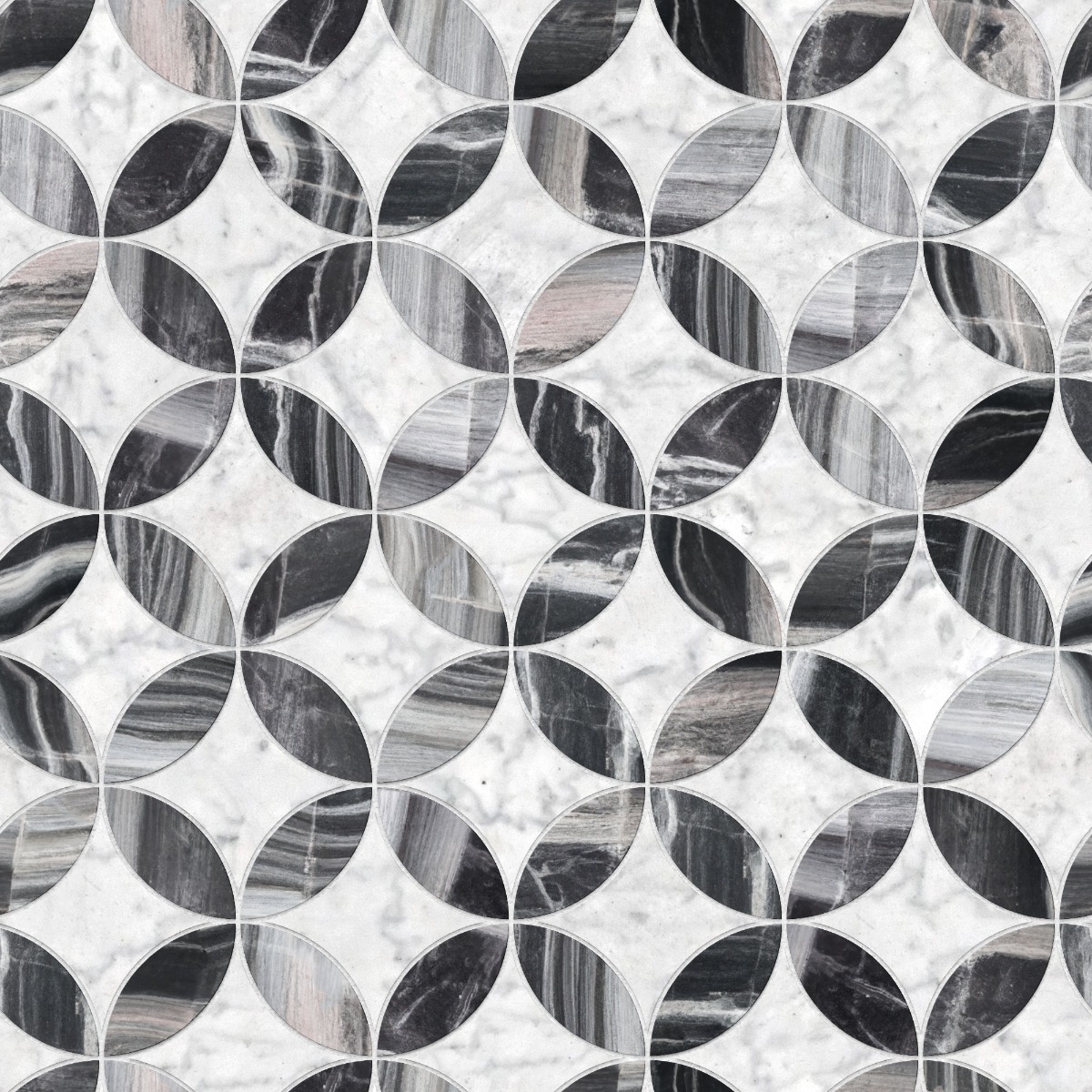A seamless stone texture with marble blocks arranged in a Intersecting Circle pattern