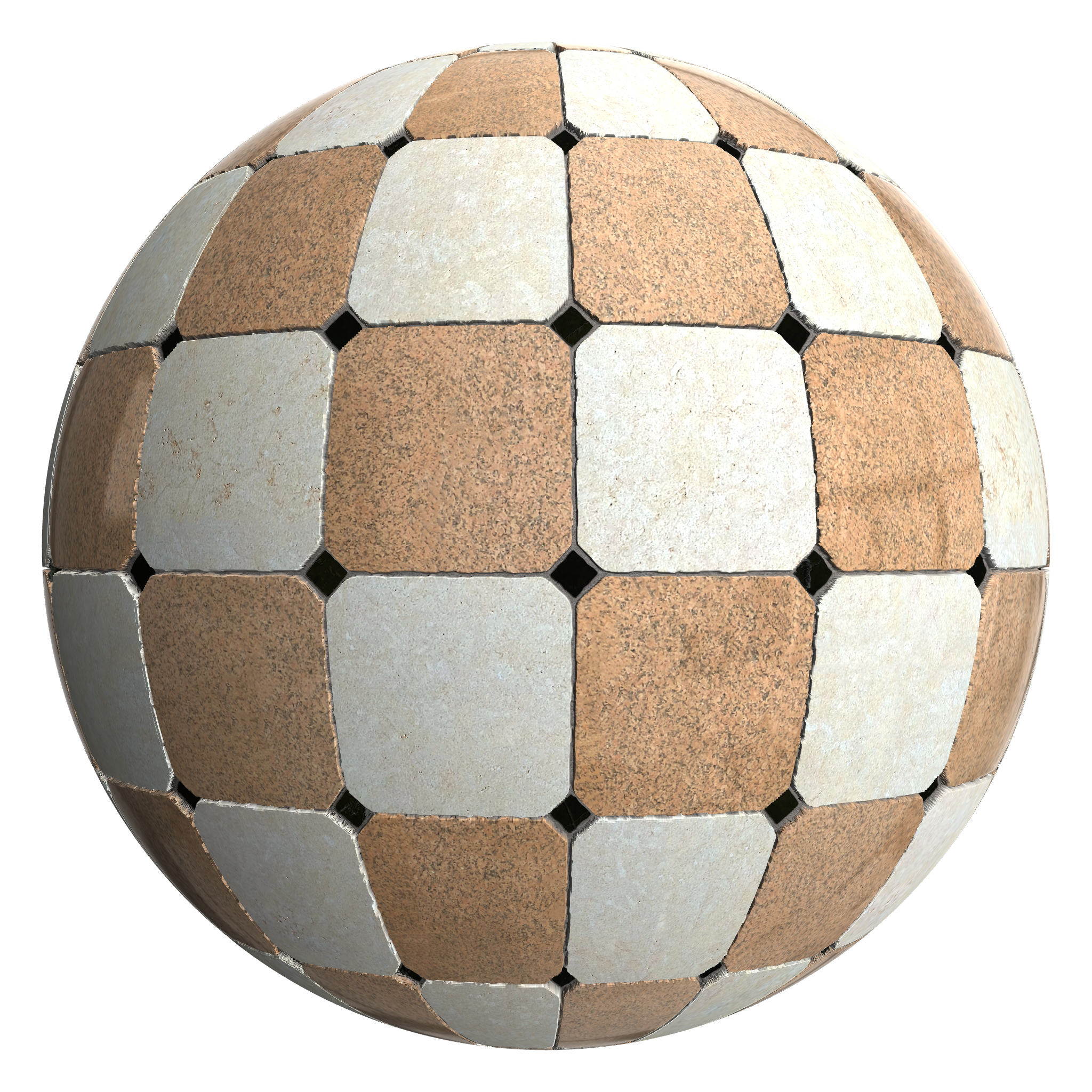 3D sphere preview of Pink Granite, Octagon Square seamless texture