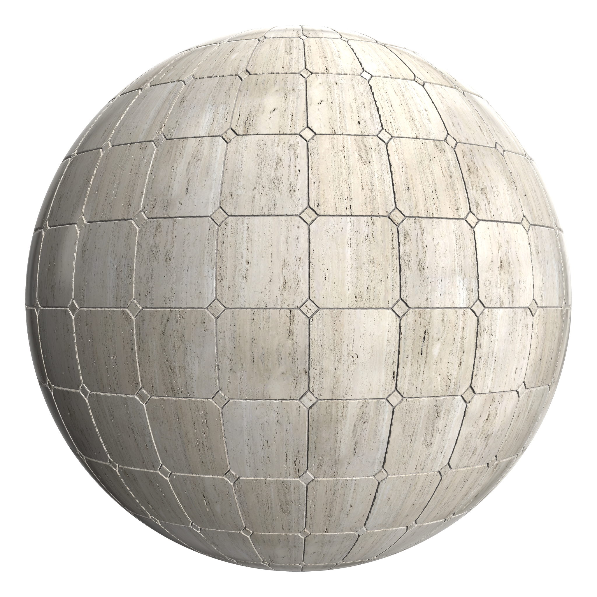 3D sphere preview of Travertine, Octagon Square seamless texture