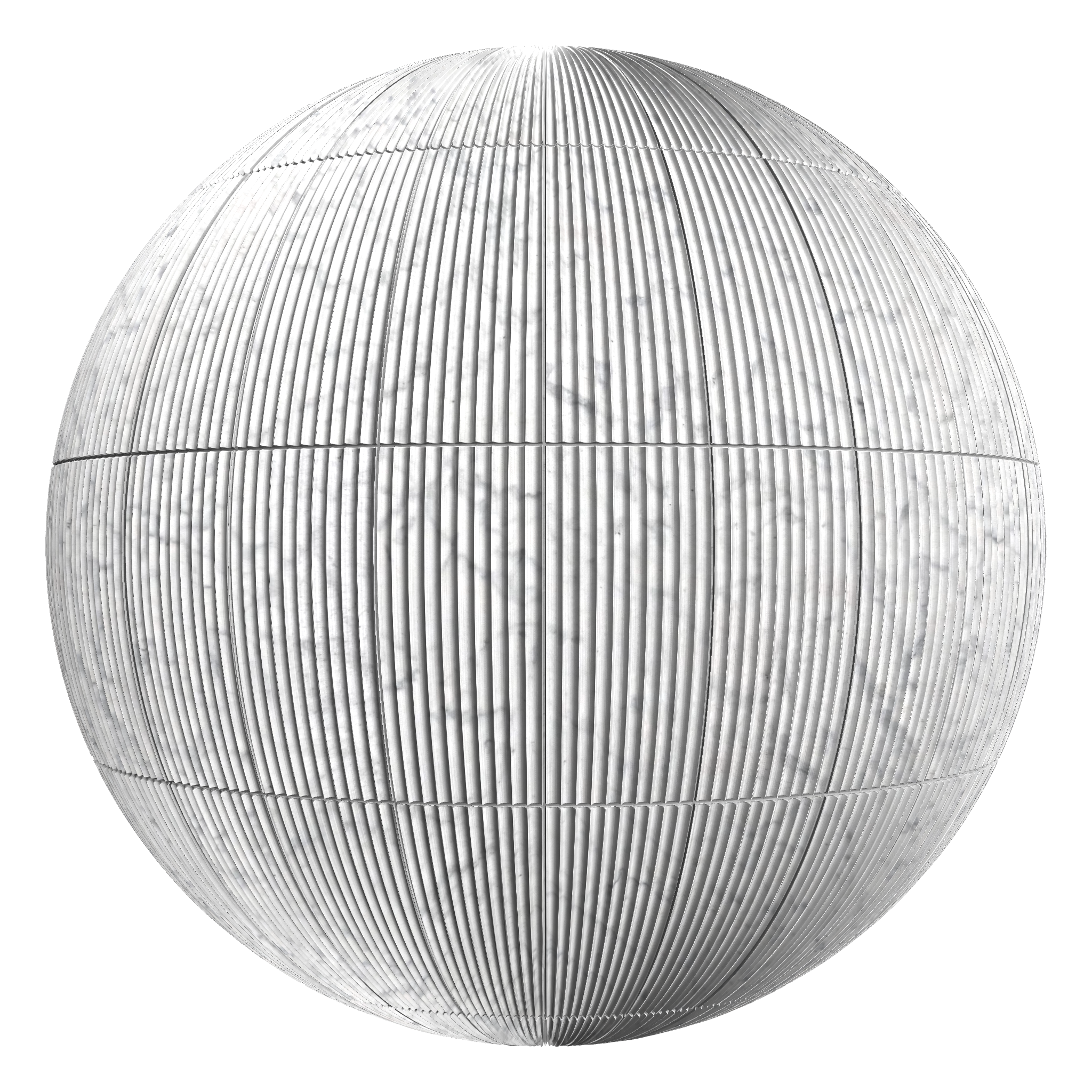 3D sphere preview of Fluted White Marble, Stack seamless texture