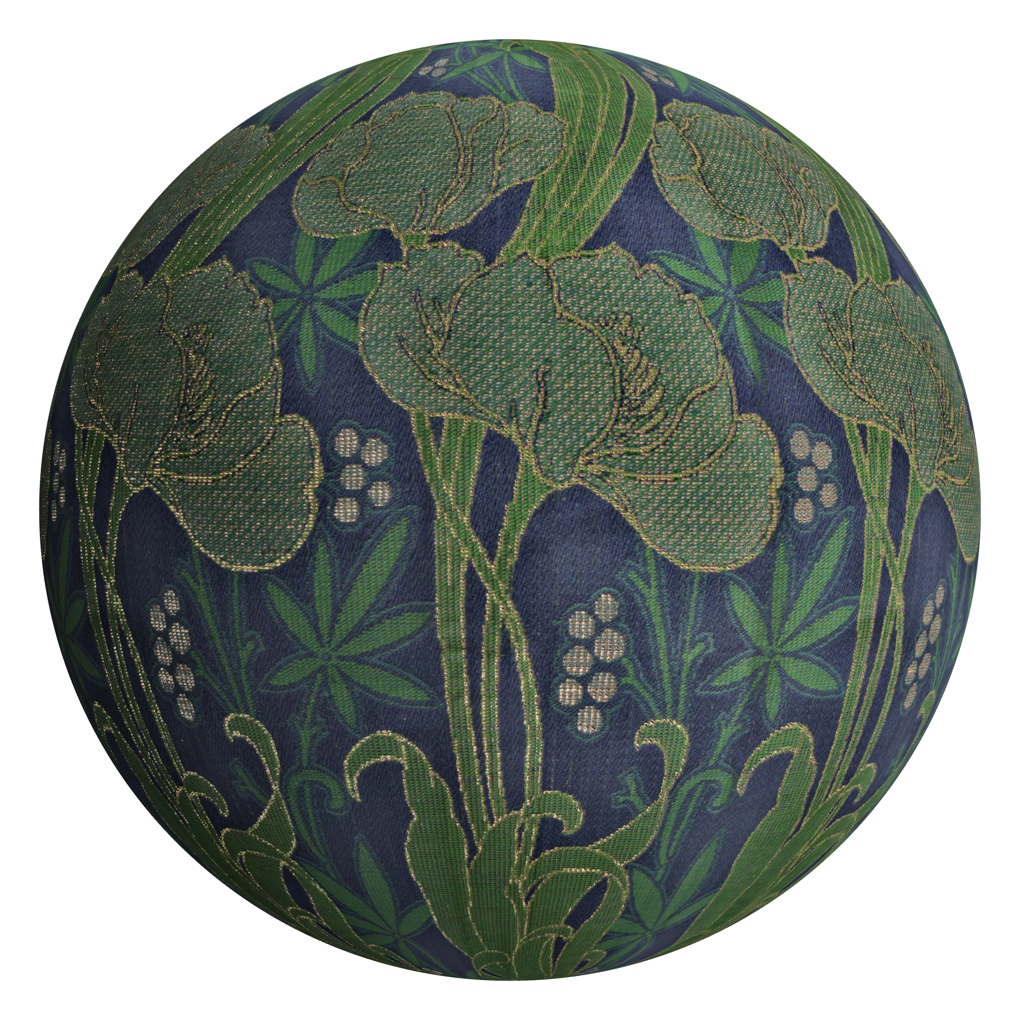 3D sphere preview of Art Nouveau Floral Textile seamless texture