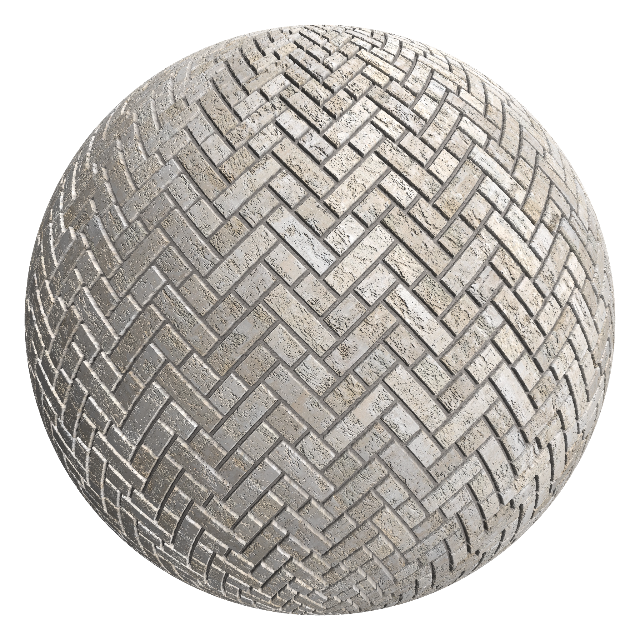 3D sphere preview of Buff, Broken Herringbone seamless texture
