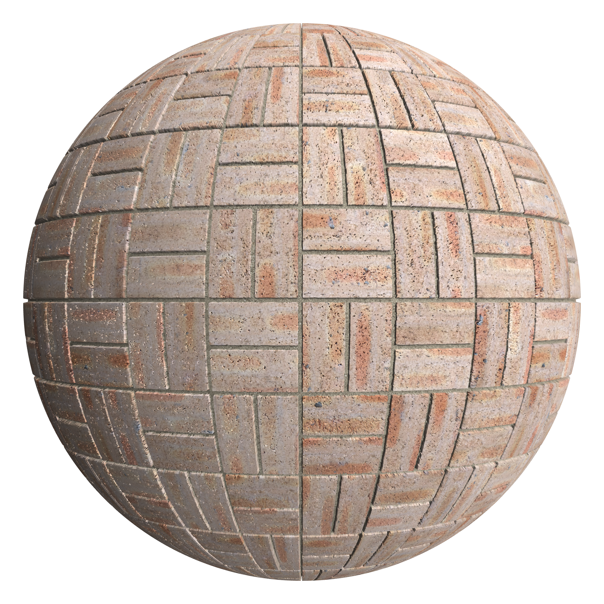 3D sphere preview of Dragfaced Brick, Basketweave seamless texture