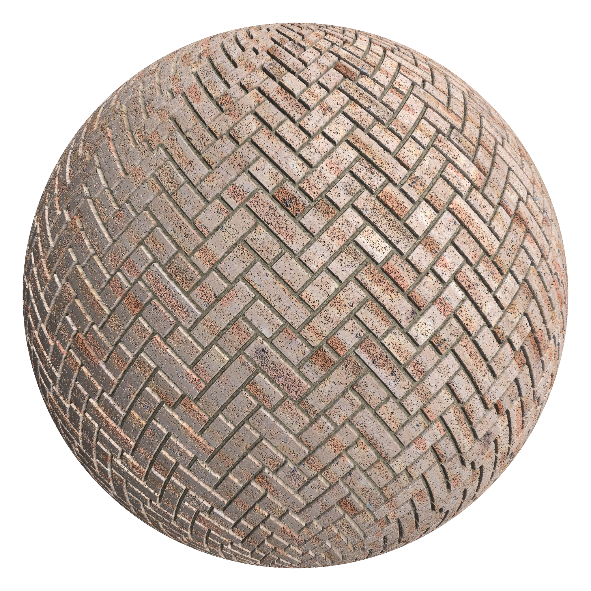 3D sphere preview of Dragfaced Brick, Broken Herringbone seamless texture