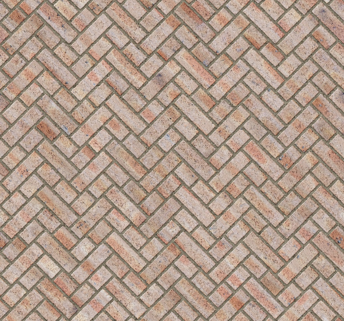 A seamless brick texture with dragfaced brick units arranged in a Broken Herringbone pattern