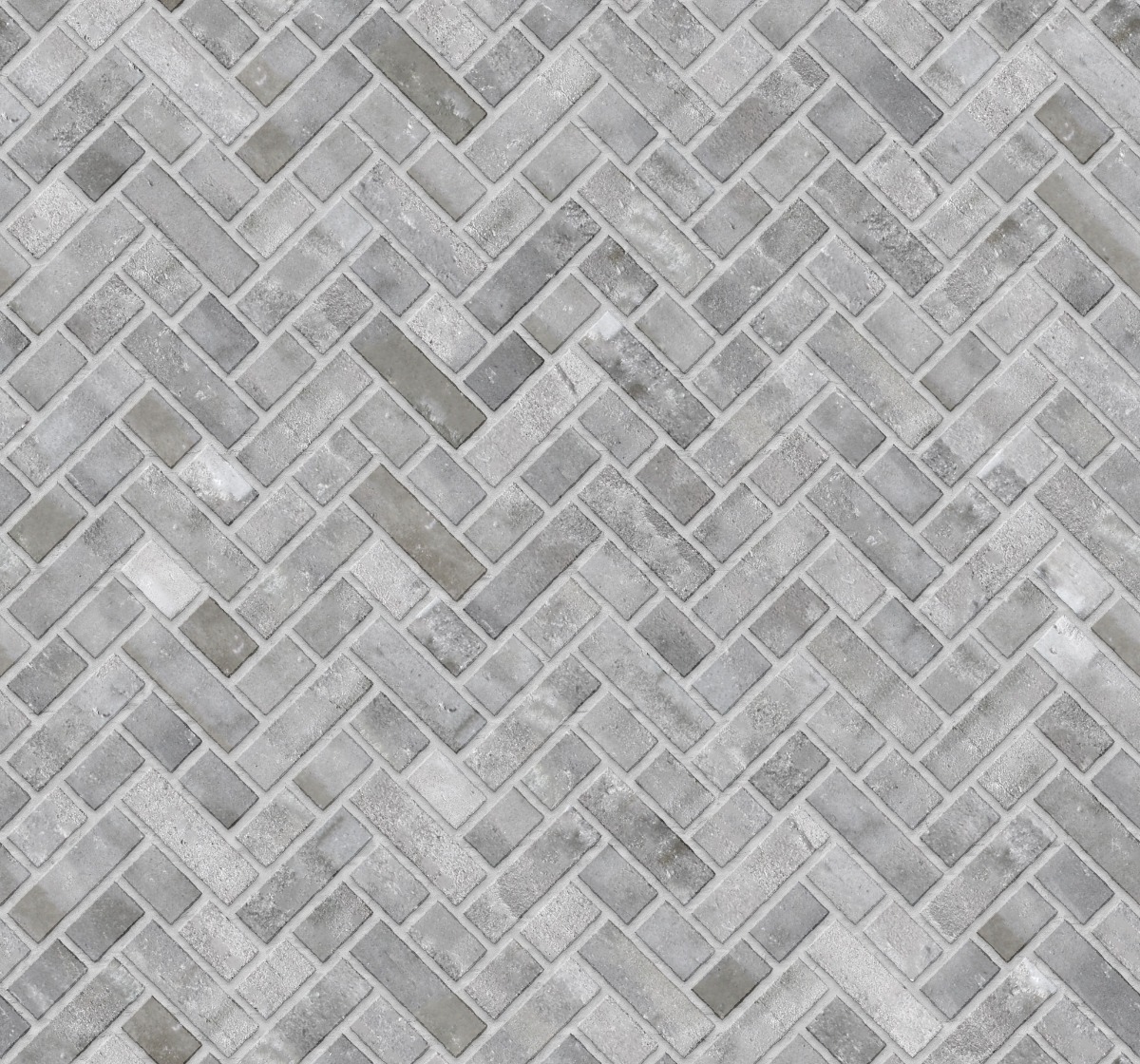 A seamless brick texture with finnish grey brick units arranged in a Broken Herringbone pattern