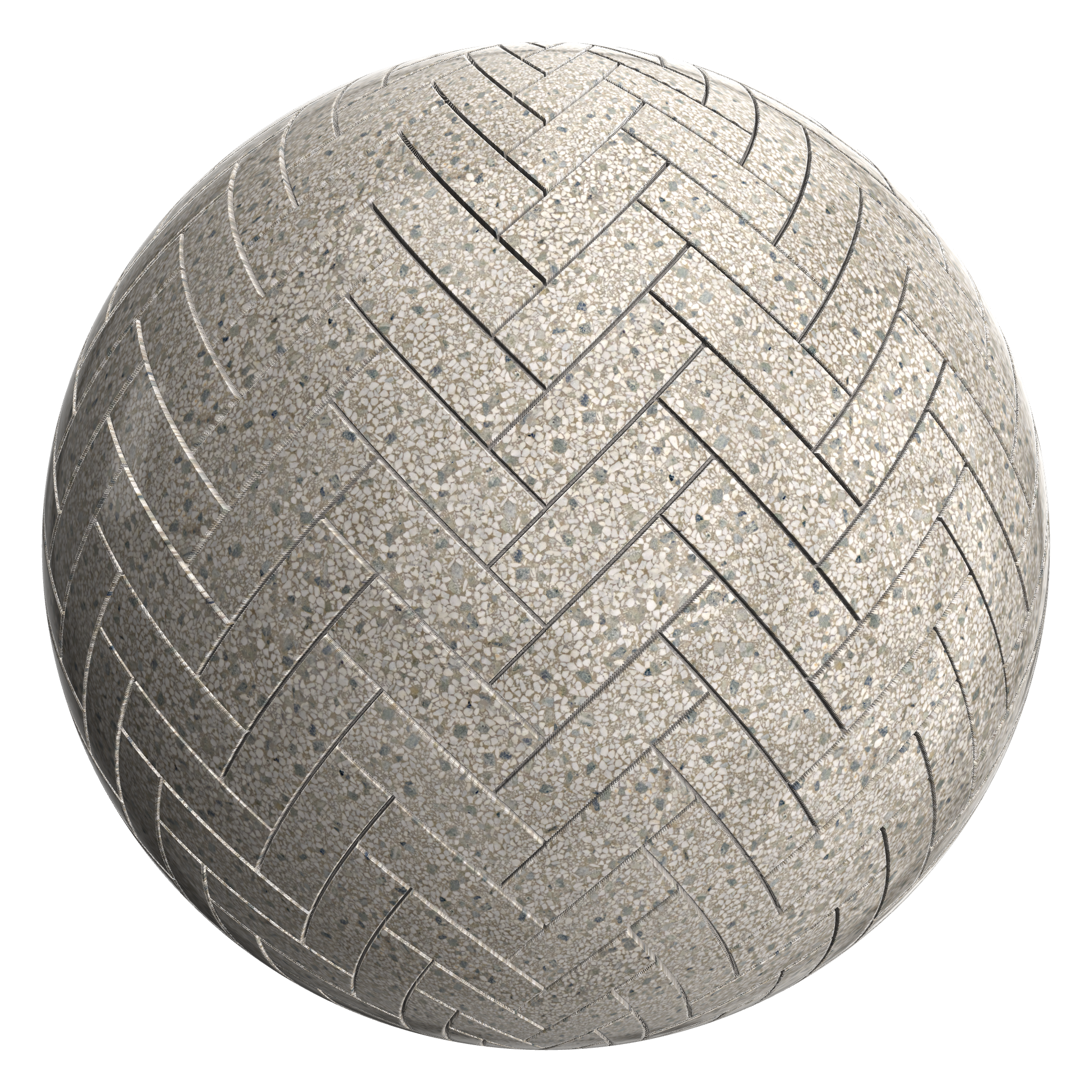 3D sphere preview of Greige Terrazzo, Herringbone seamless texture