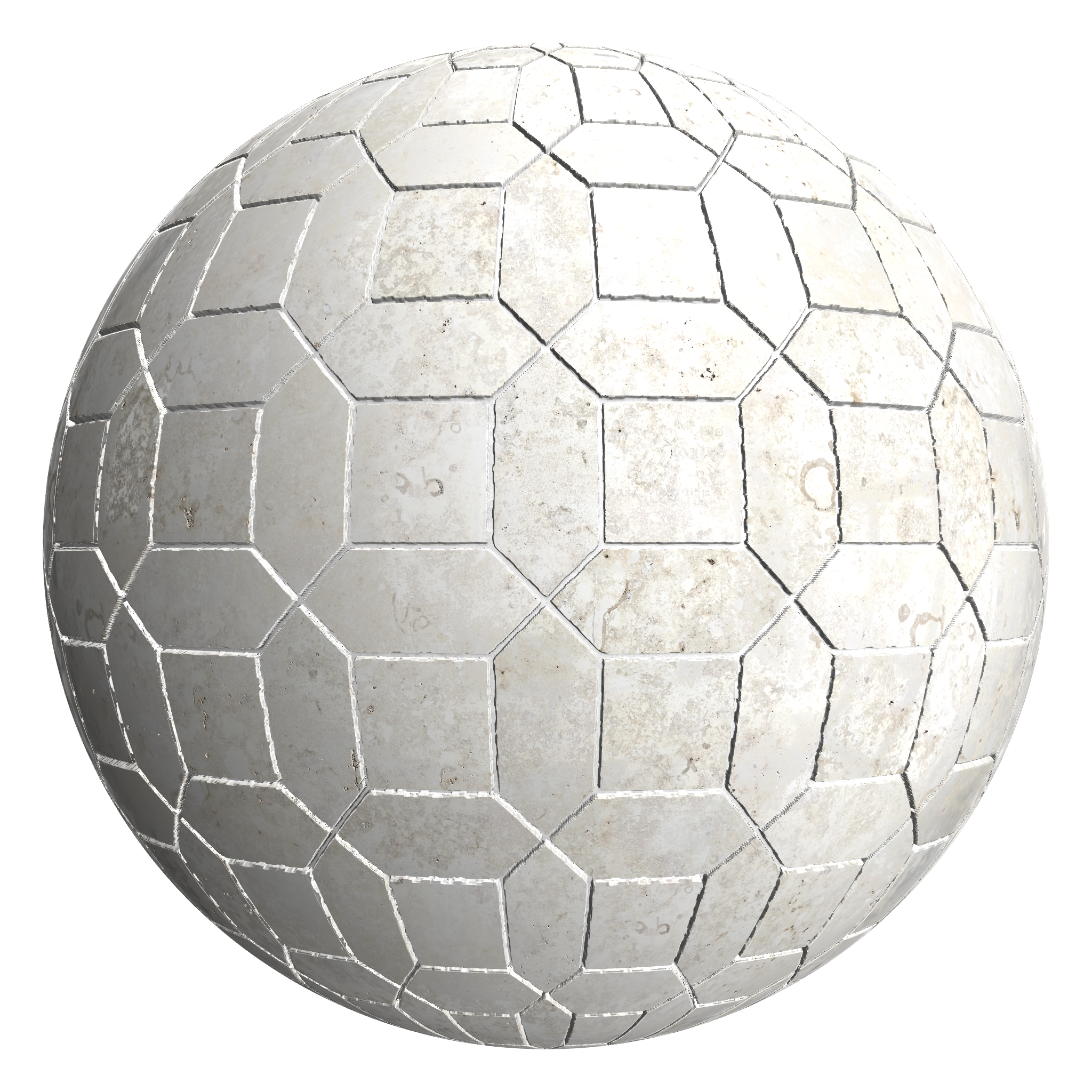 3D sphere preview of Limestone, Picket and Square seamless texture