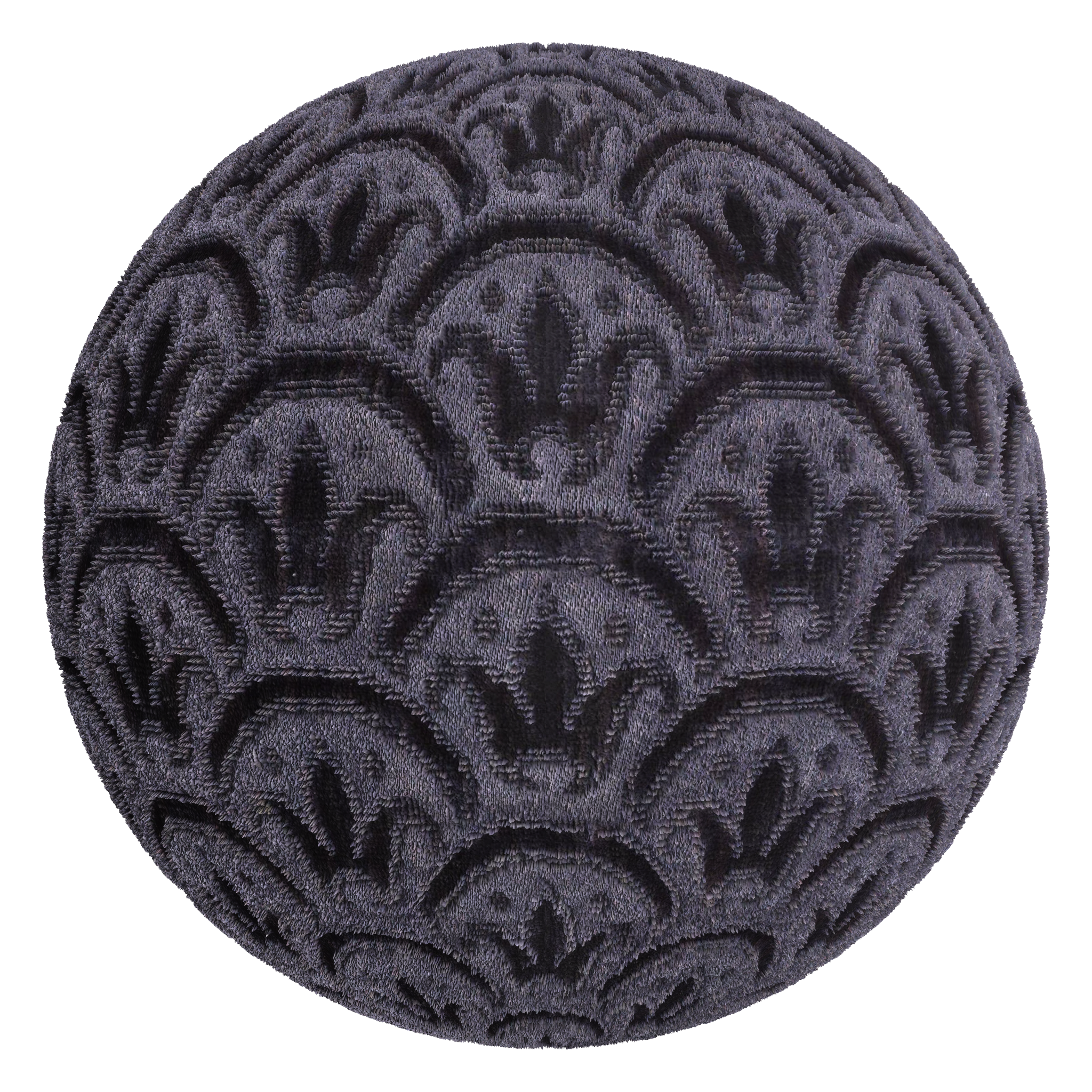 3D sphere preview of Purple Palmette Fabric seamless texture