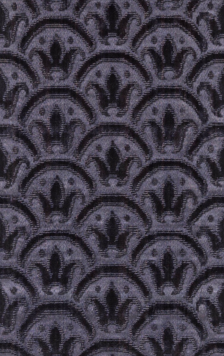 A seamless fabric texture with purple palmette fabric units arranged in a None pattern