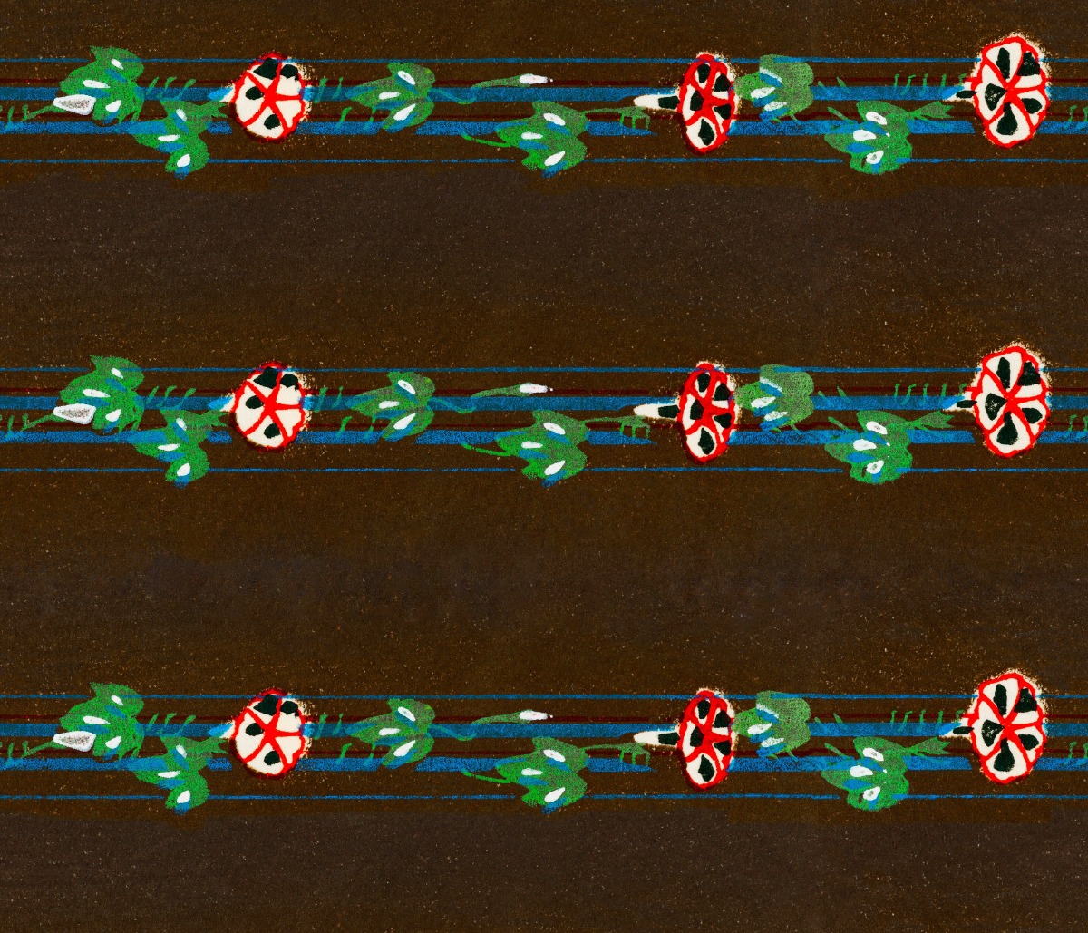 A seamless fabric texture with furuya korin geranium woodblock print units arranged in a None pattern