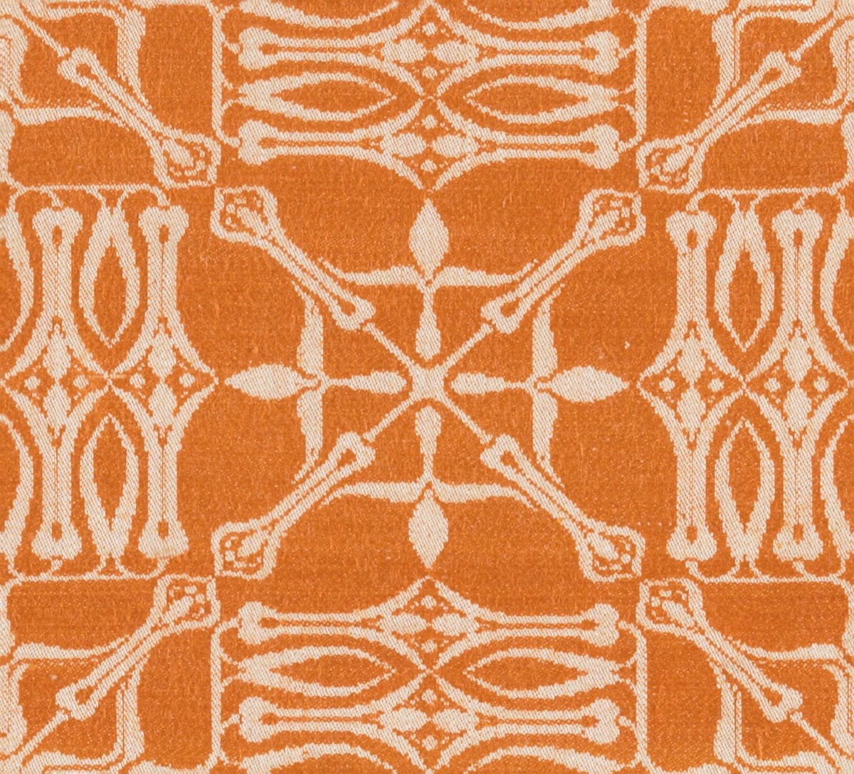 A seamless fabric texture with lebeau orange fabric units arranged in a None pattern